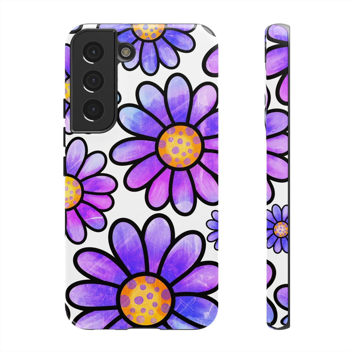 Purple Daisy Delight Samsung Galaxy Case – Slim Profile, Glossy Finish