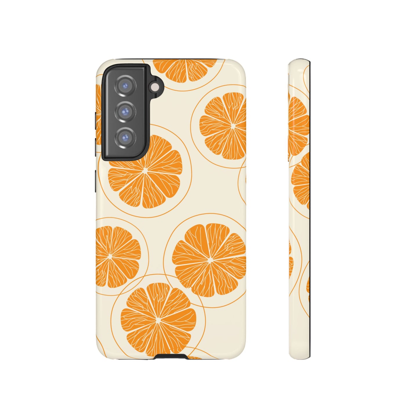 Citrus Burst Pattern Tough Samsung Galaxy  Case – Bold Orange Design, Shockproof Protection