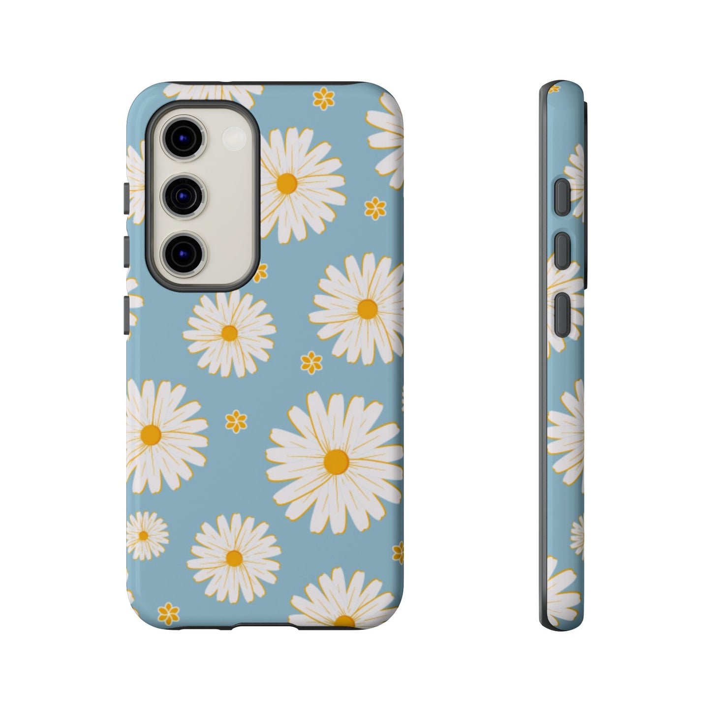 Bright Daisy Samsung Galaxy Case – Light Blue Background, Shockproof and Slim Design