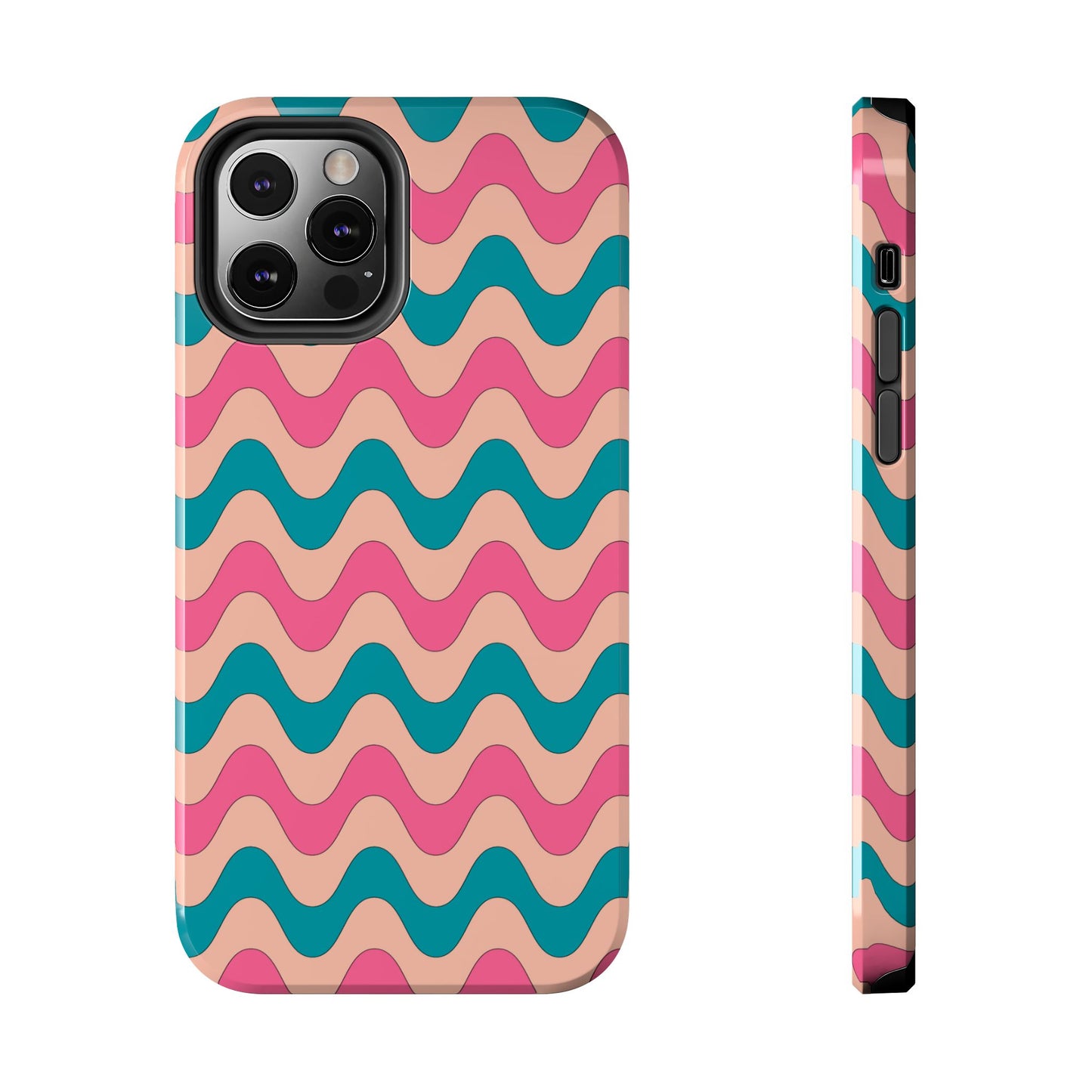 Retro Waves Pattern iPhone Case – Shockproof Design with Dual-Layer Protection