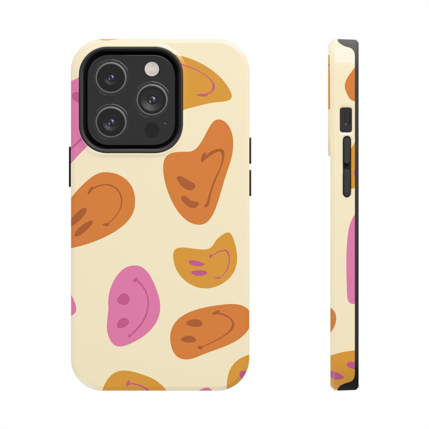 Retro Smiley Faces iPhone Case – Shockproof, Matte Finish, Dual-Layer Protection