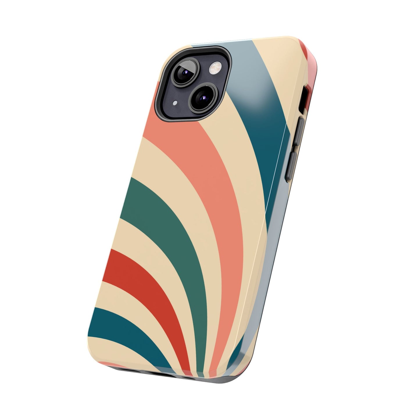 Retro Sunburst Swirl iPhone Case – Dual-Layer Protection with Bold 70s Vibes