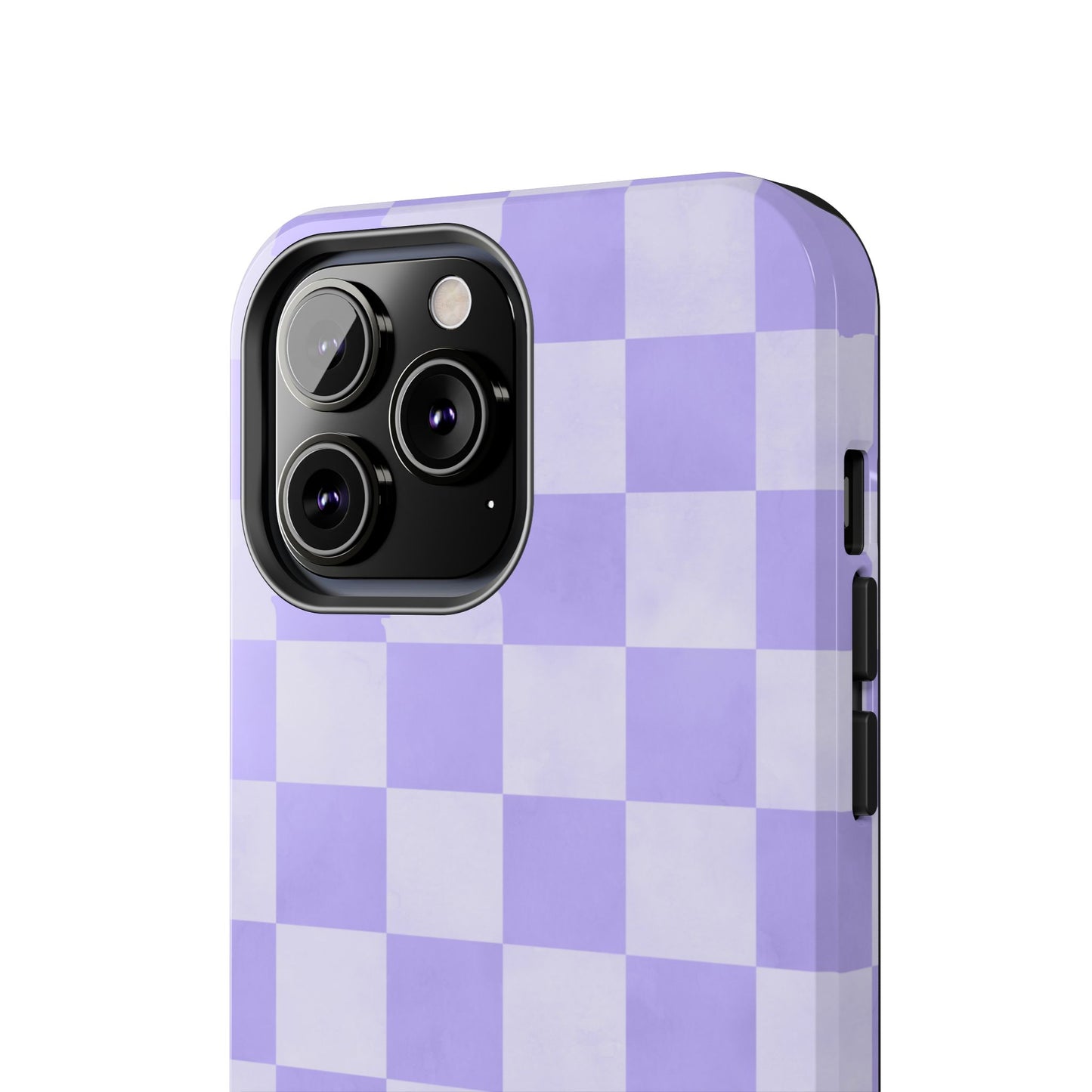 Lavender Checkerboard iPhone Case – Shockproof, Smooth Matte Finish, Dual-Layer Design