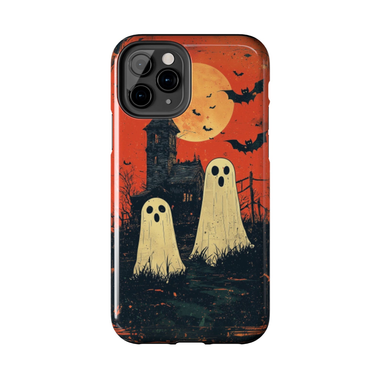 Haunted House & Ghosts iPhone Case – Spooky Halloween Full Moon Design