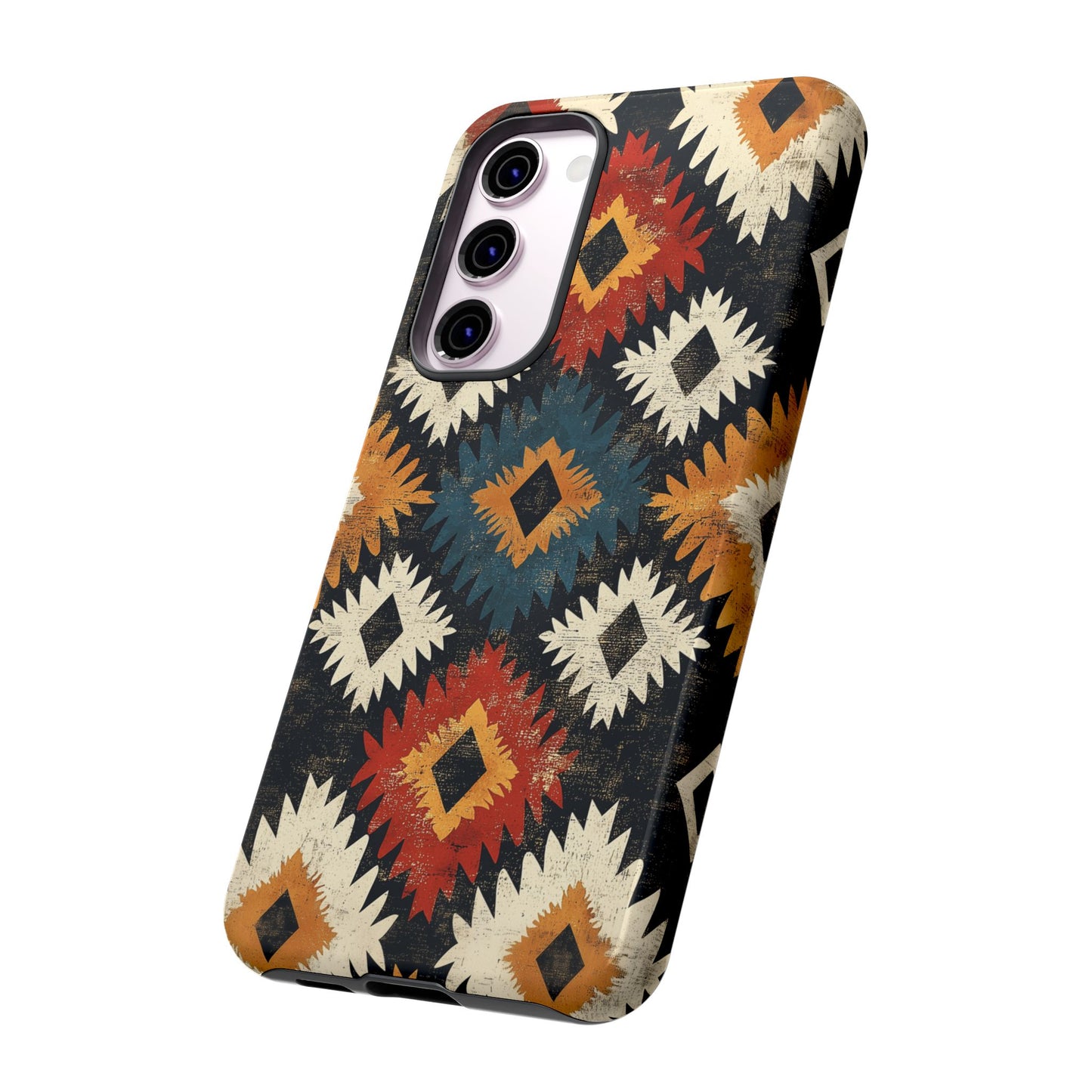 Rustic Tribal Sunburst Tough Samsung Galaxy  Case – Vibrant Geometric Design, Dual-Layer Protection