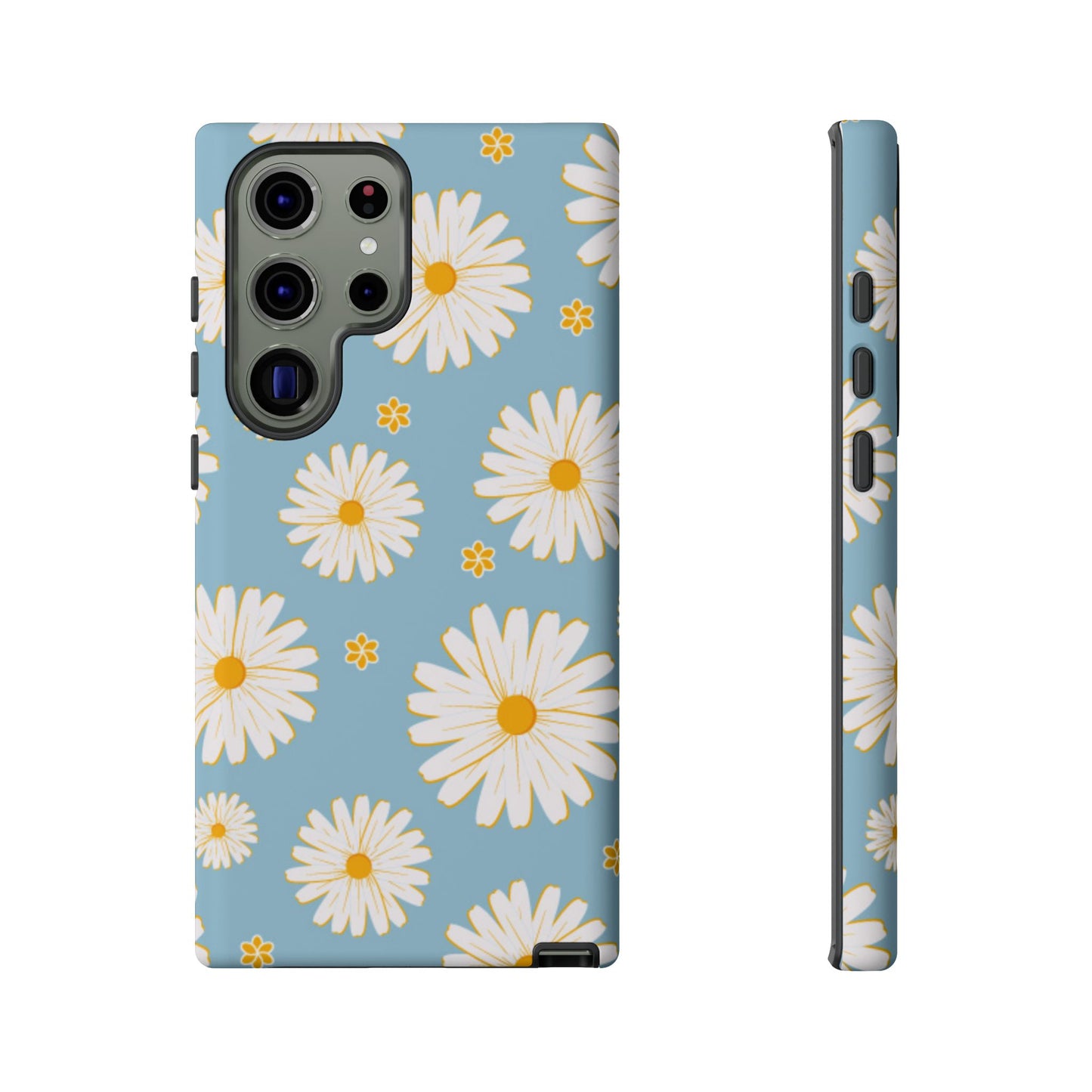 Bright Daisy Samsung Galaxy Case – Light Blue Background, Shockproof and Slim Design