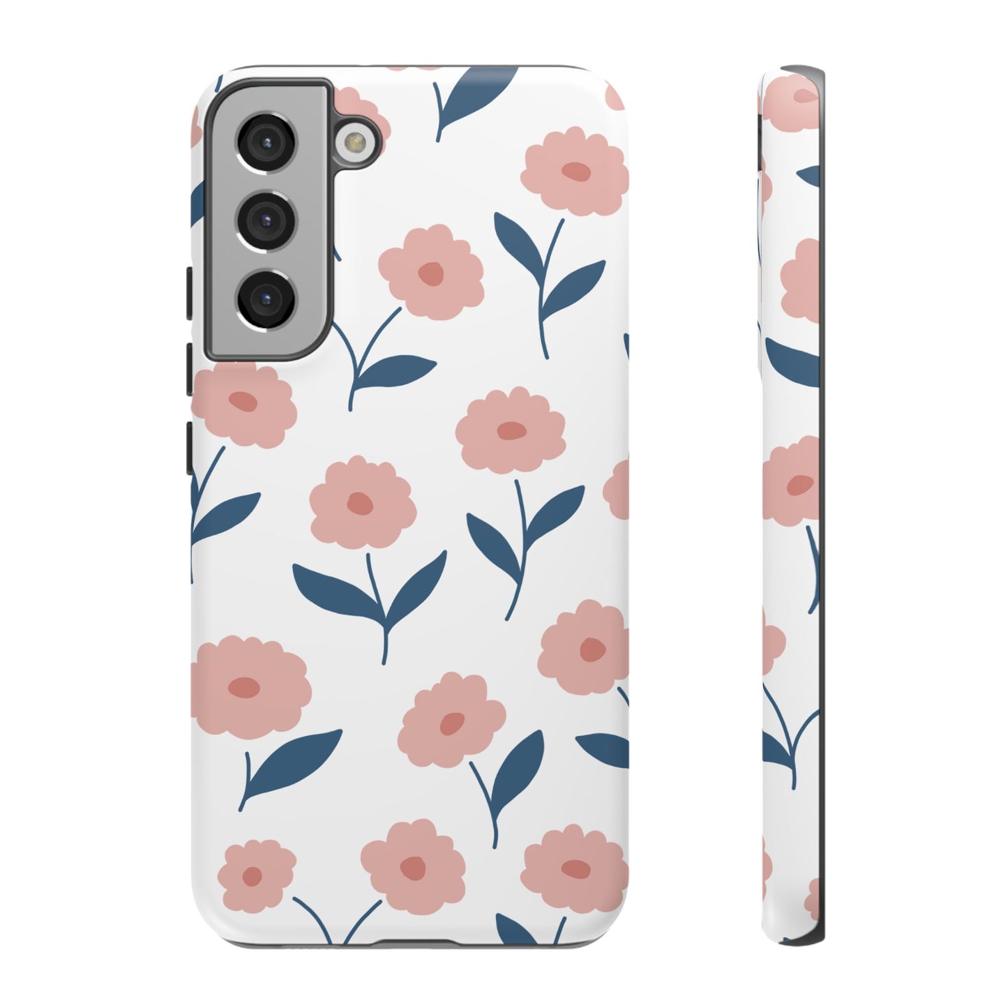 Playful Pink Floral Tough Samsung Galaxy Case – Soft Pastel Design, Slim & Shockproof