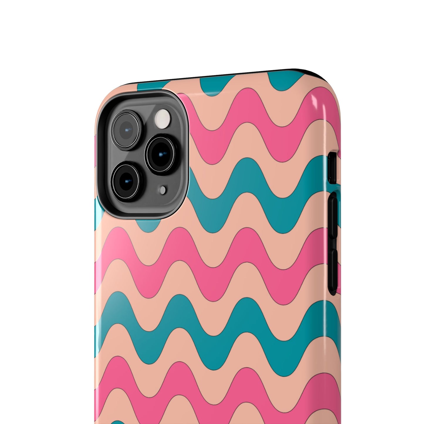 Retro Waves Pattern iPhone Case – Shockproof Design with Dual-Layer Protection