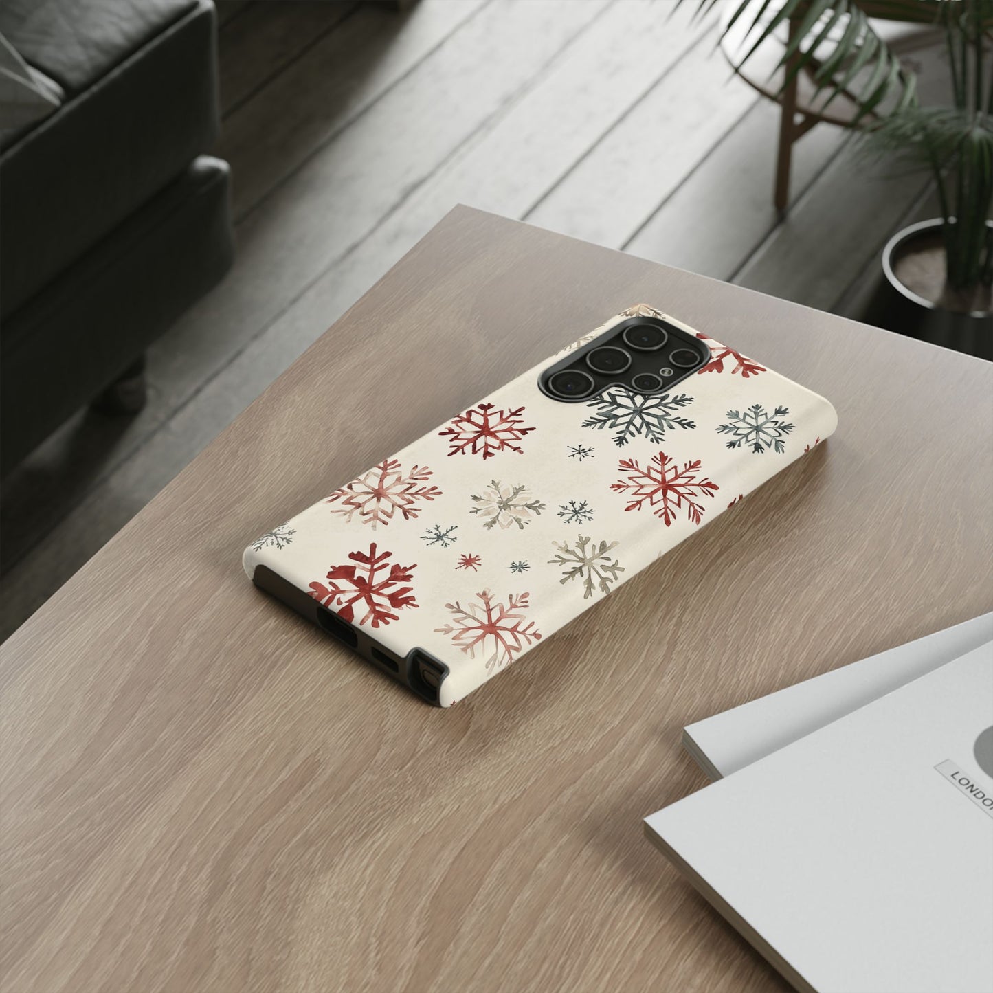 Vintage Red and Gray Snowflake Pattern – Samsung Galaxy Series Case