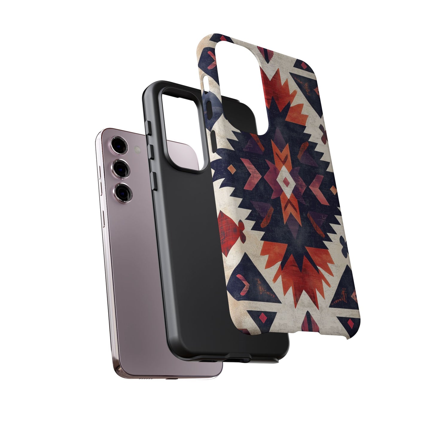 Boho Tribal Starburst Tough Samsung Galaxy  Case – Vibrant Geometric Design, Dual-Layer Protection