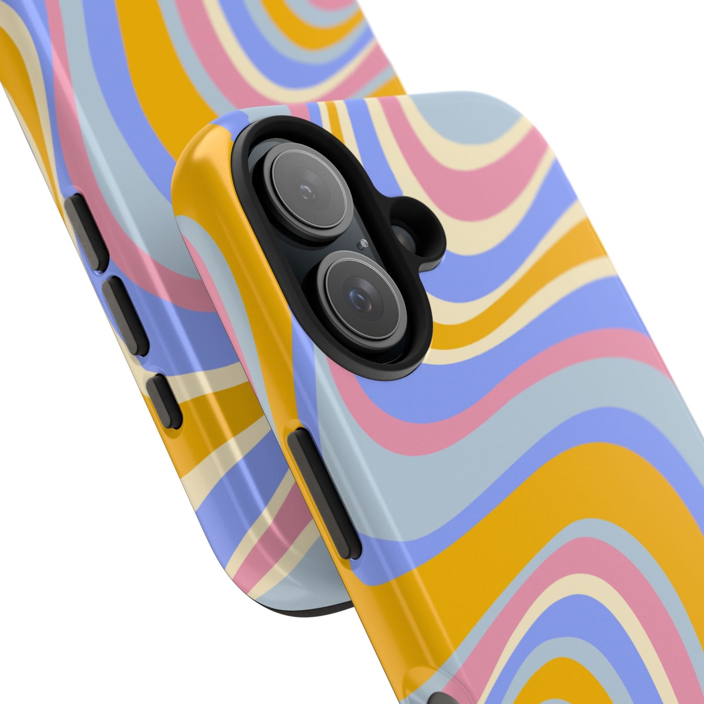 Groovy Pastel Waves iPhone Case – 70s-Inspired Design with Dual-Layer Protection