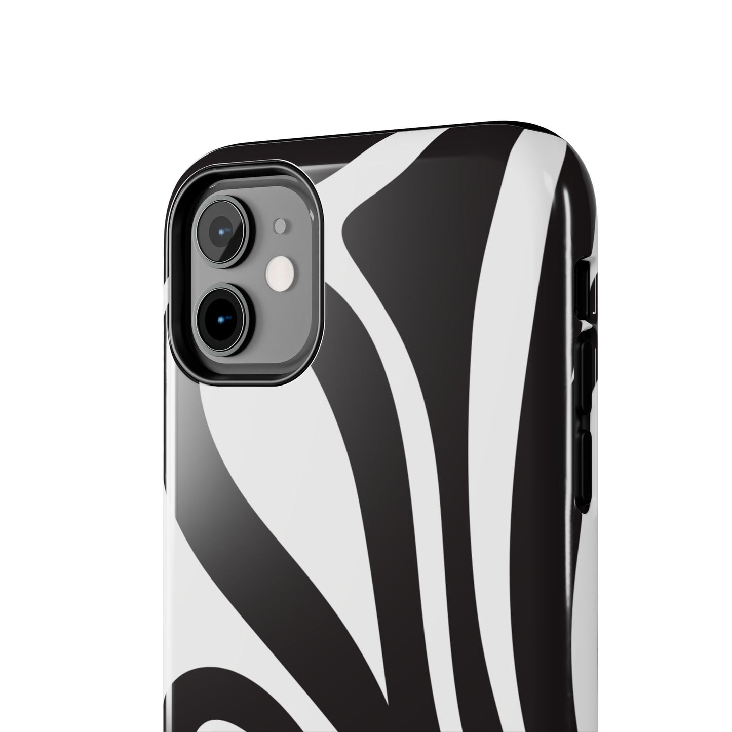 Modern Black and White Abstract Tough iPhone Case – Bold Graphic Pattern with Dual-Layer Protection