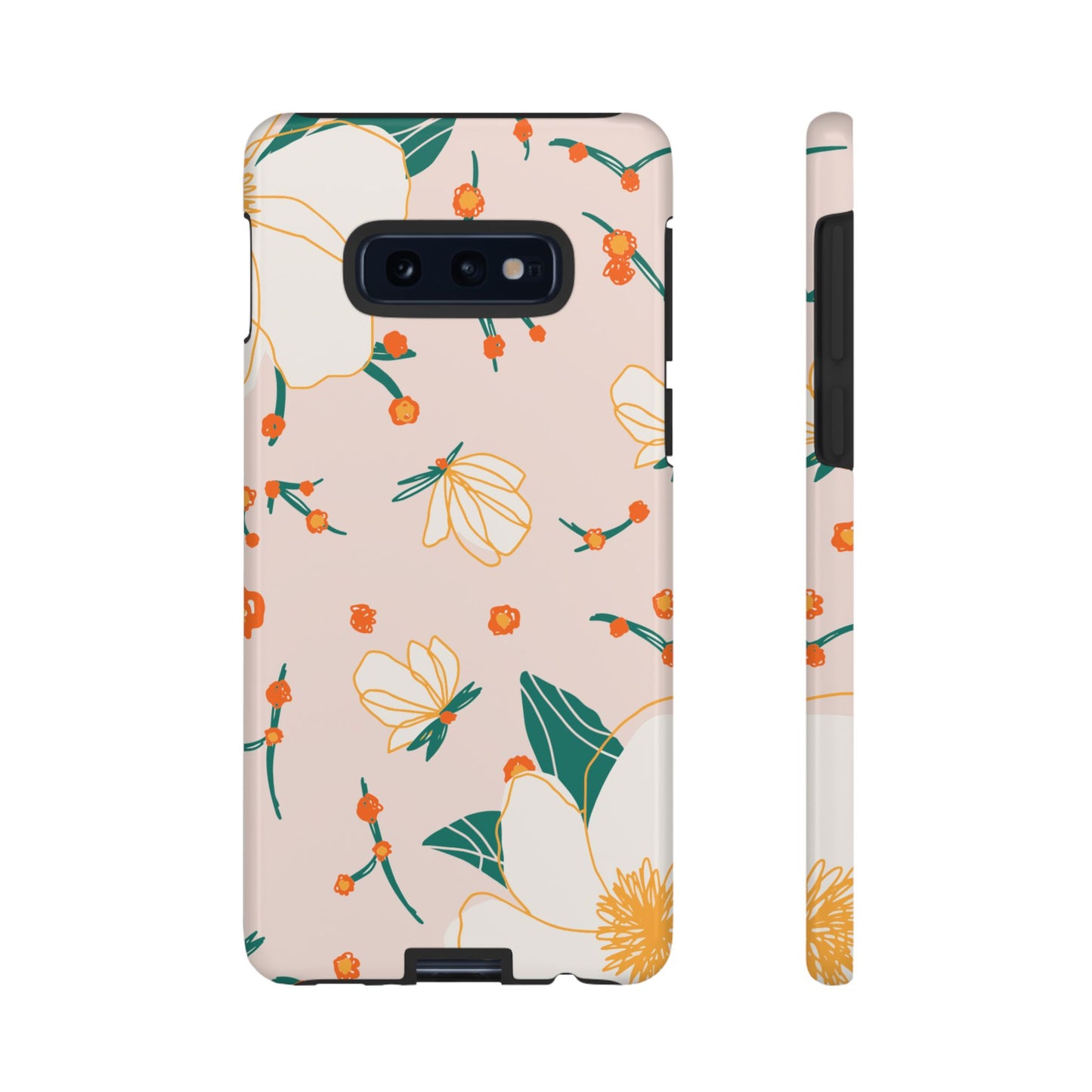 Elegant Magnolia Blossom Tough Samsung Galaxy Case – Soft Blush Background, Shock-Resistant Design