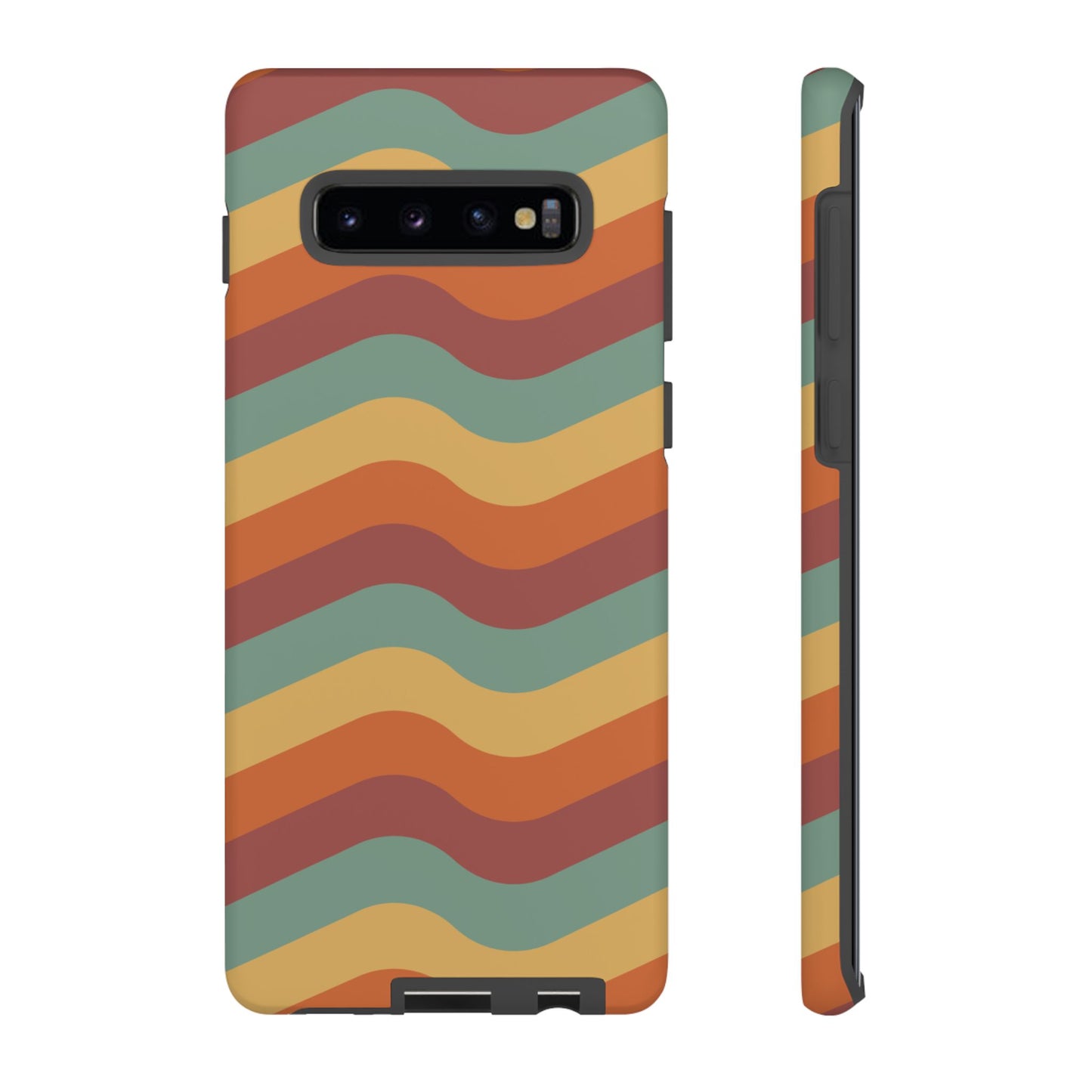 Retro Vibe Wavy Stripes Samsung Galaxy Case – 70s-Inspired in Teal, Orange, and Rust