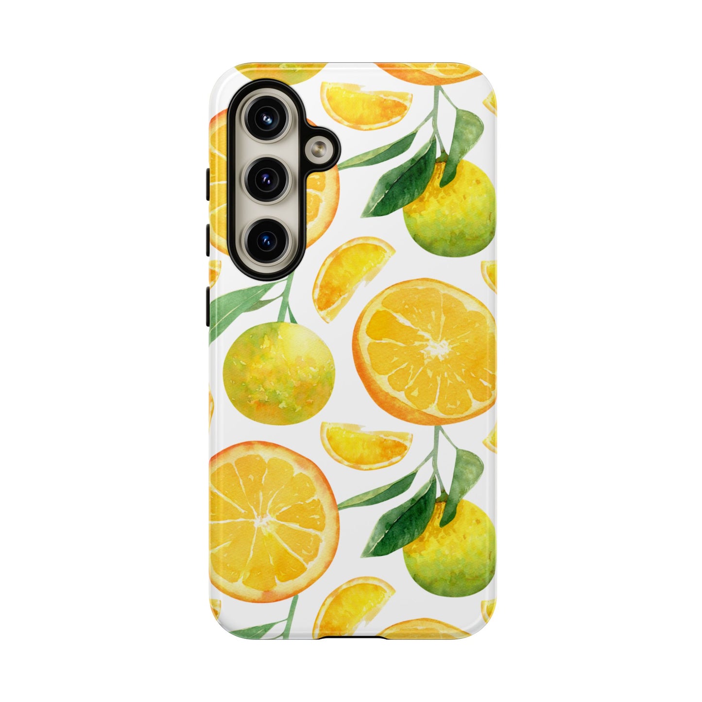 Sunny Citrus Grove Tough Samsung Galaxy Case – Watercolor Orange Design, Dual-Layer Protection