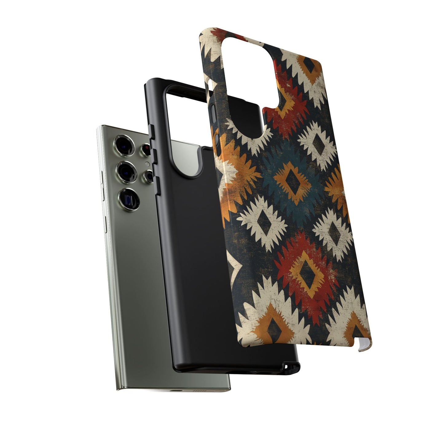 Rustic Tribal Sunburst Tough Samsung Galaxy  Case – Vibrant Geometric Design, Dual-Layer Protection