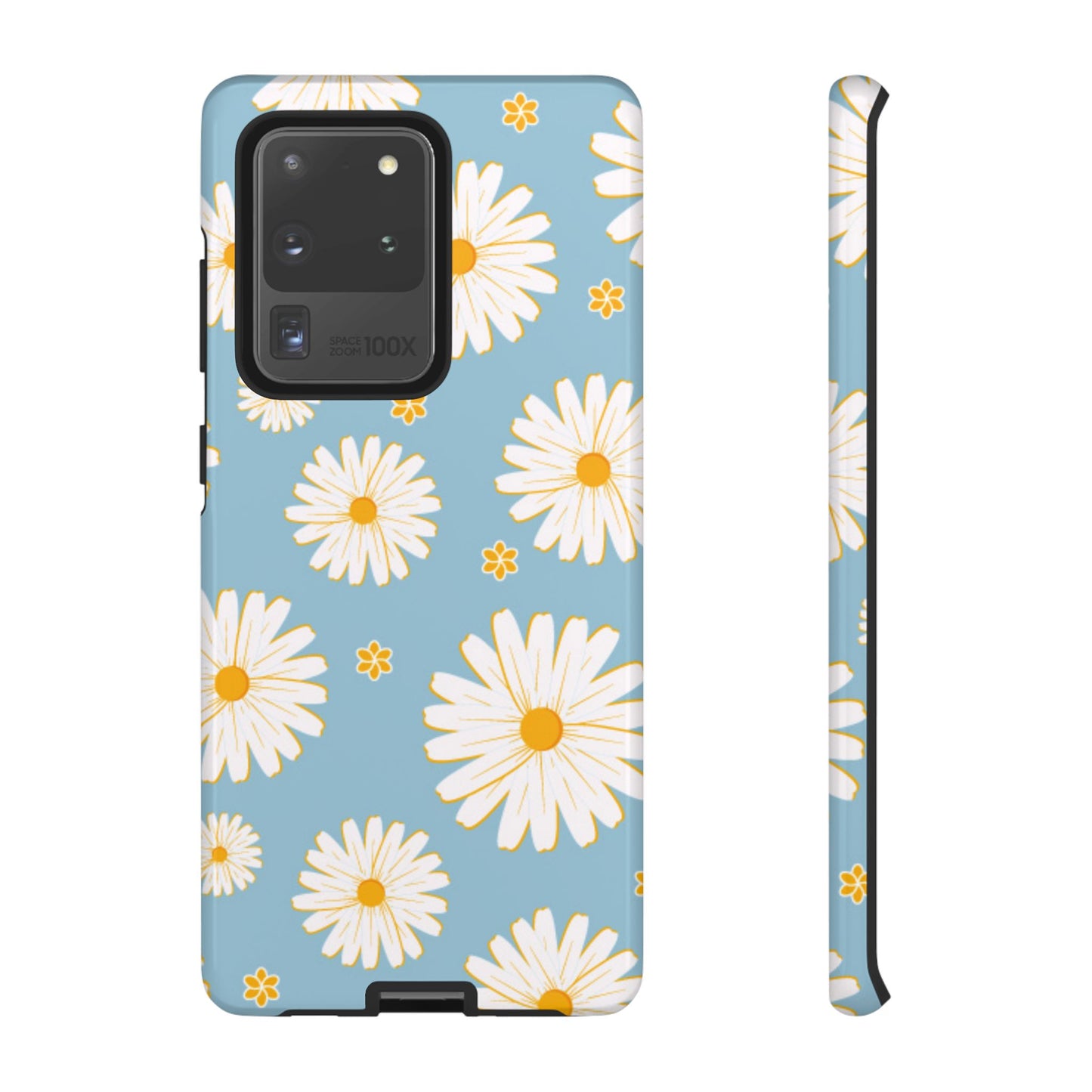 Bright Daisy Samsung Galaxy Case – Light Blue Background, Shockproof and Slim Design