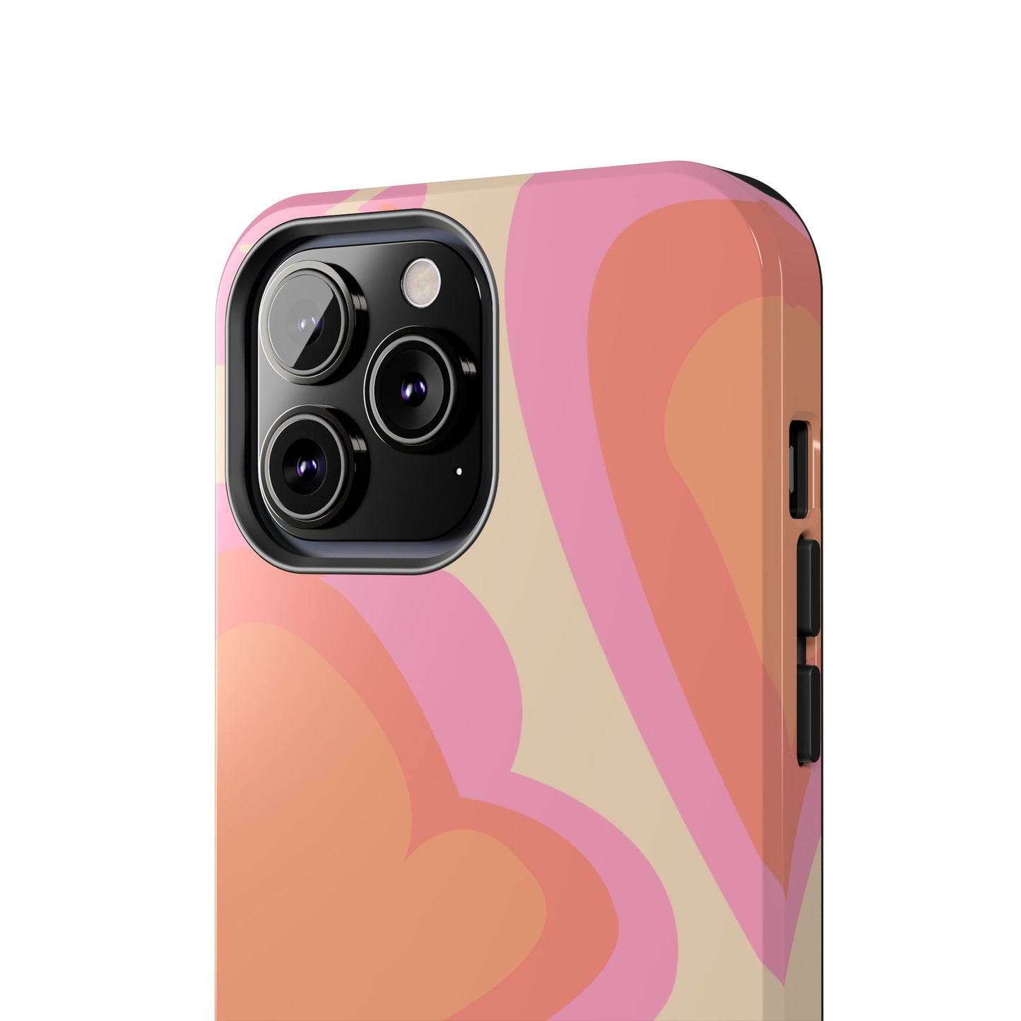 Retro Pink Hearts iPhone Case – Shock-Resistant, Matte Finish, Dual-Layer Protection