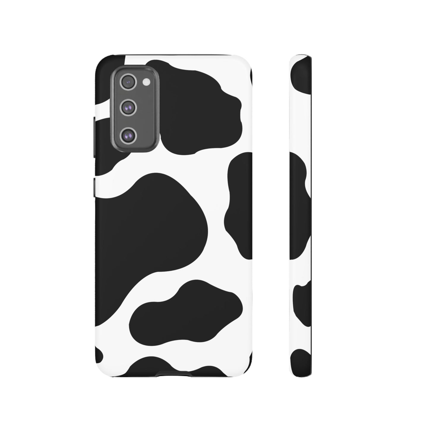 Chic Cow Print Tough Samsung Galaxy Case – Trendy Monochrome Animal Pattern with Dual-Layer Protection