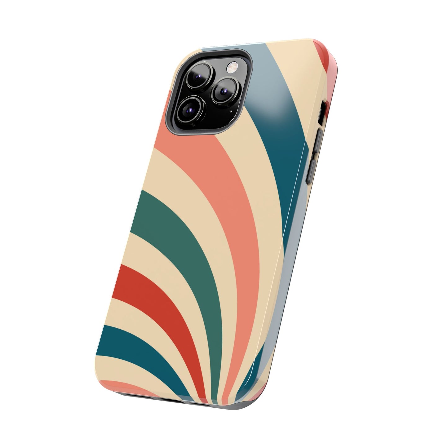 Retro Sunburst Swirl iPhone Case – Dual-Layer Protection with Bold 70s Vibes