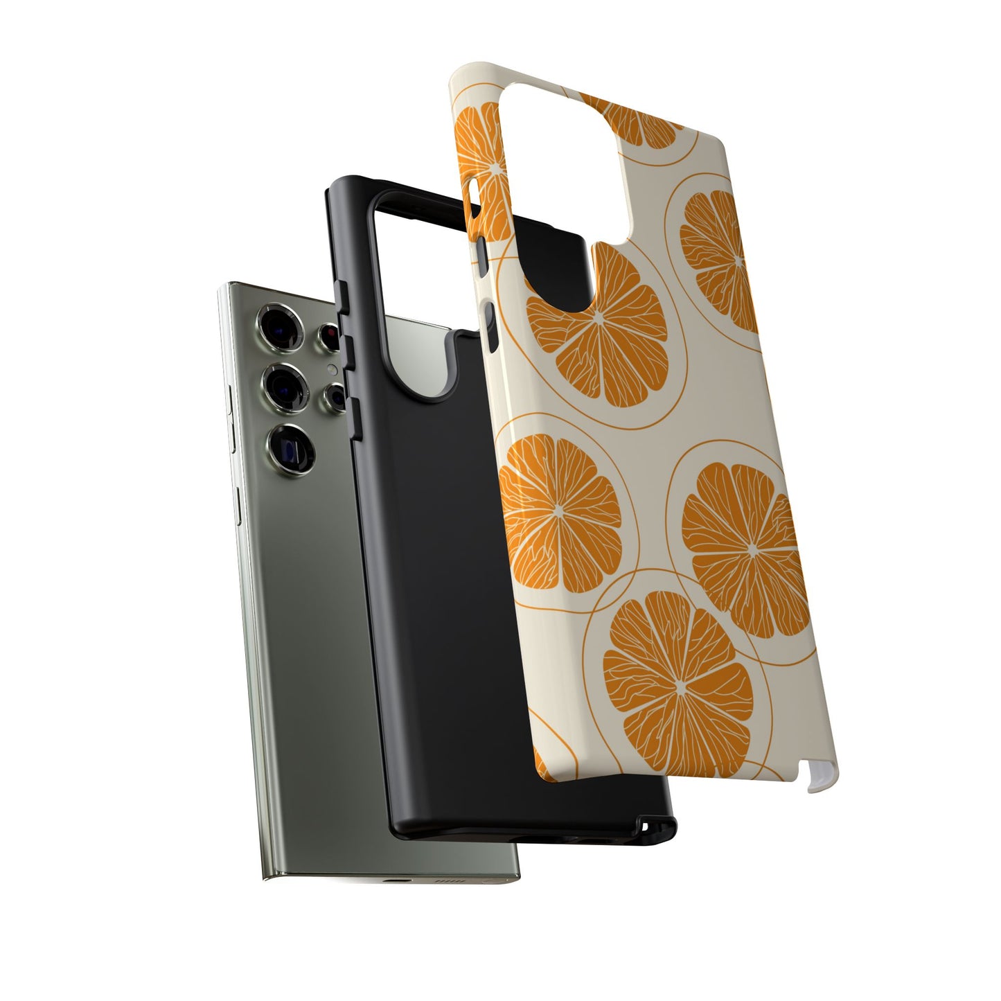 Citrus Burst Pattern Tough Samsung Galaxy  Case – Bold Orange Design, Shockproof Protection
