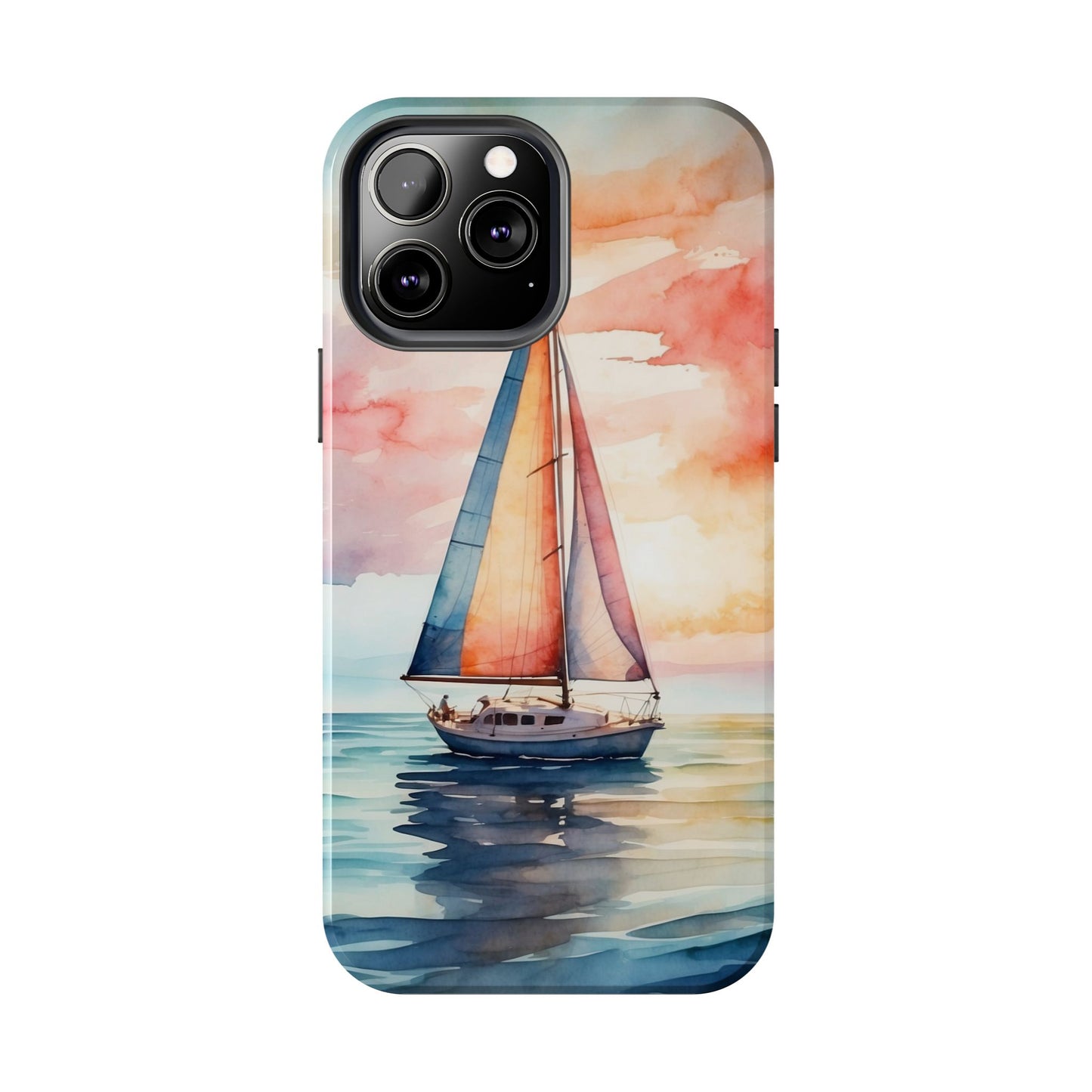 Sailboat Sunset iPhone Case – Vibrant Watercolor Design