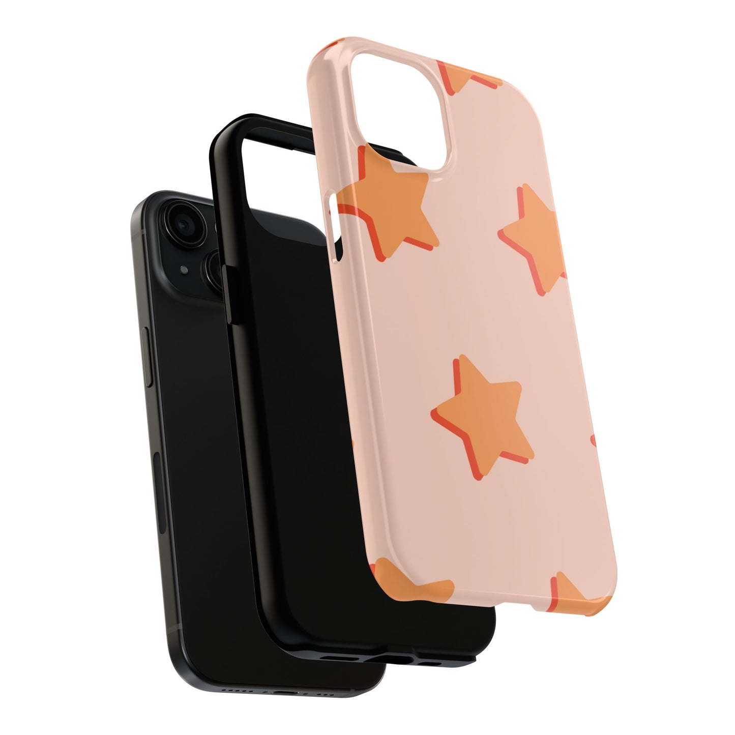 Retro Orange Stars iPhone Case – Shock-Resistant, Smooth Matte Finish, Dual-Layer Design