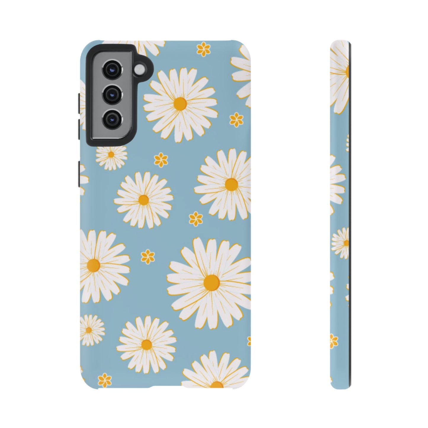 Bright Daisy Samsung Galaxy Case – Light Blue Background, Shockproof and Slim Design
