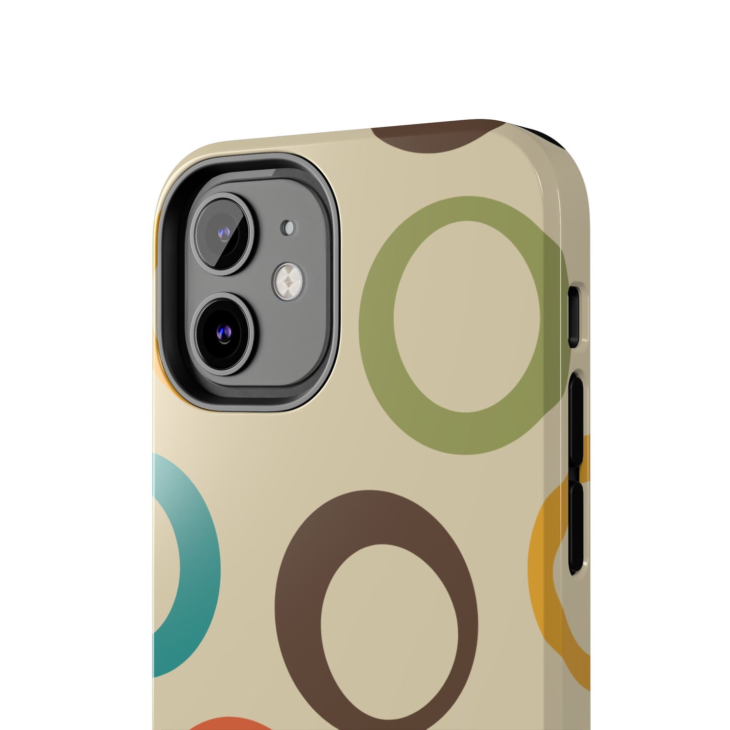 Retro Colorful Rings iPhone Case – Shockproof, Matte Finish, Dual-Layer Protection