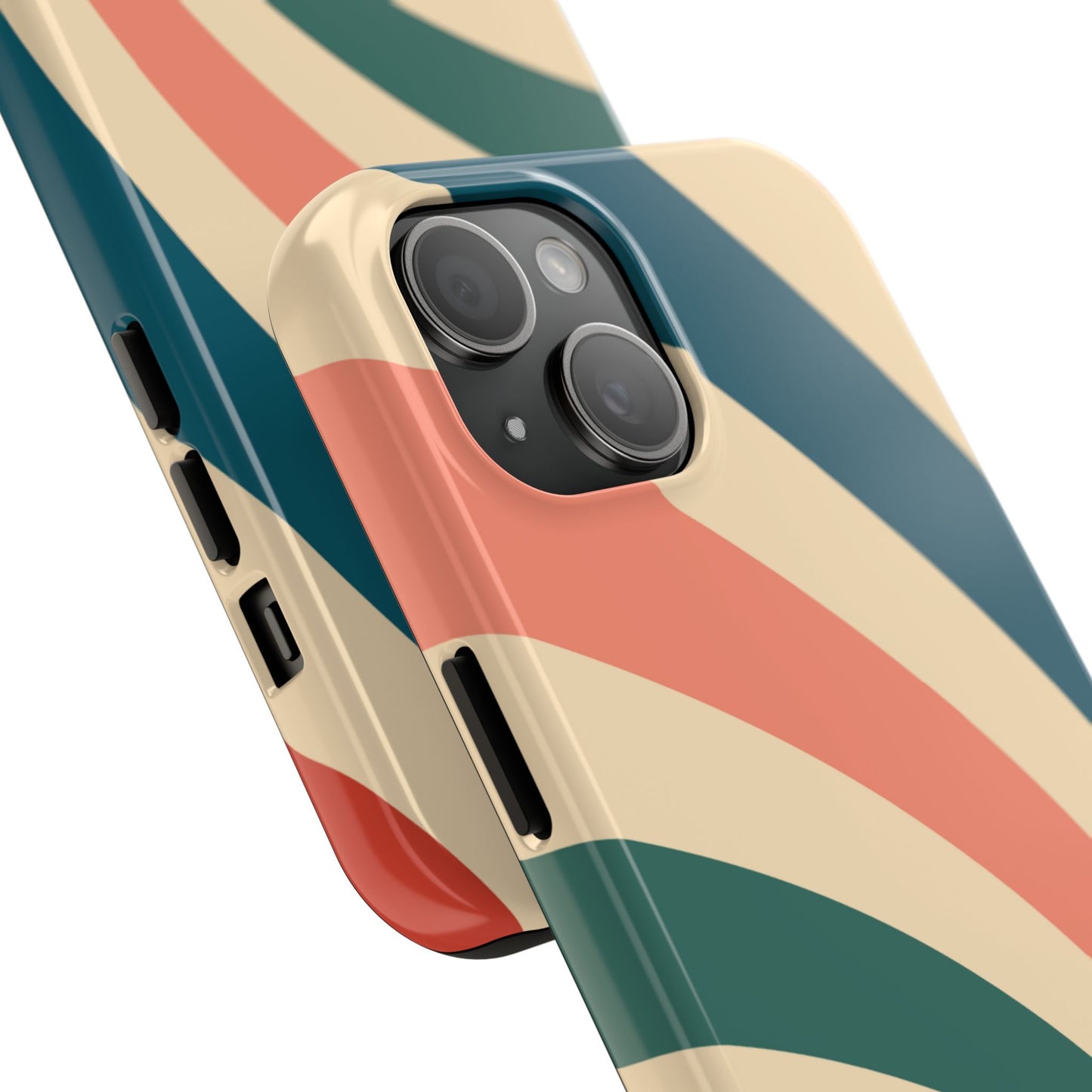 Retro Sunburst Swirl iPhone Case – Dual-Layer Protection with Bold 70s Vibes