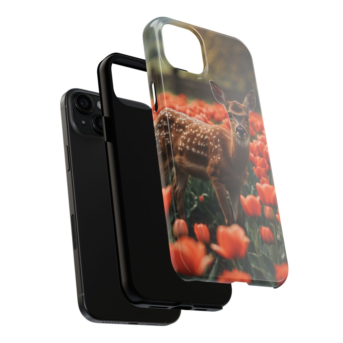 Fawn Among Tulips iPhone Case