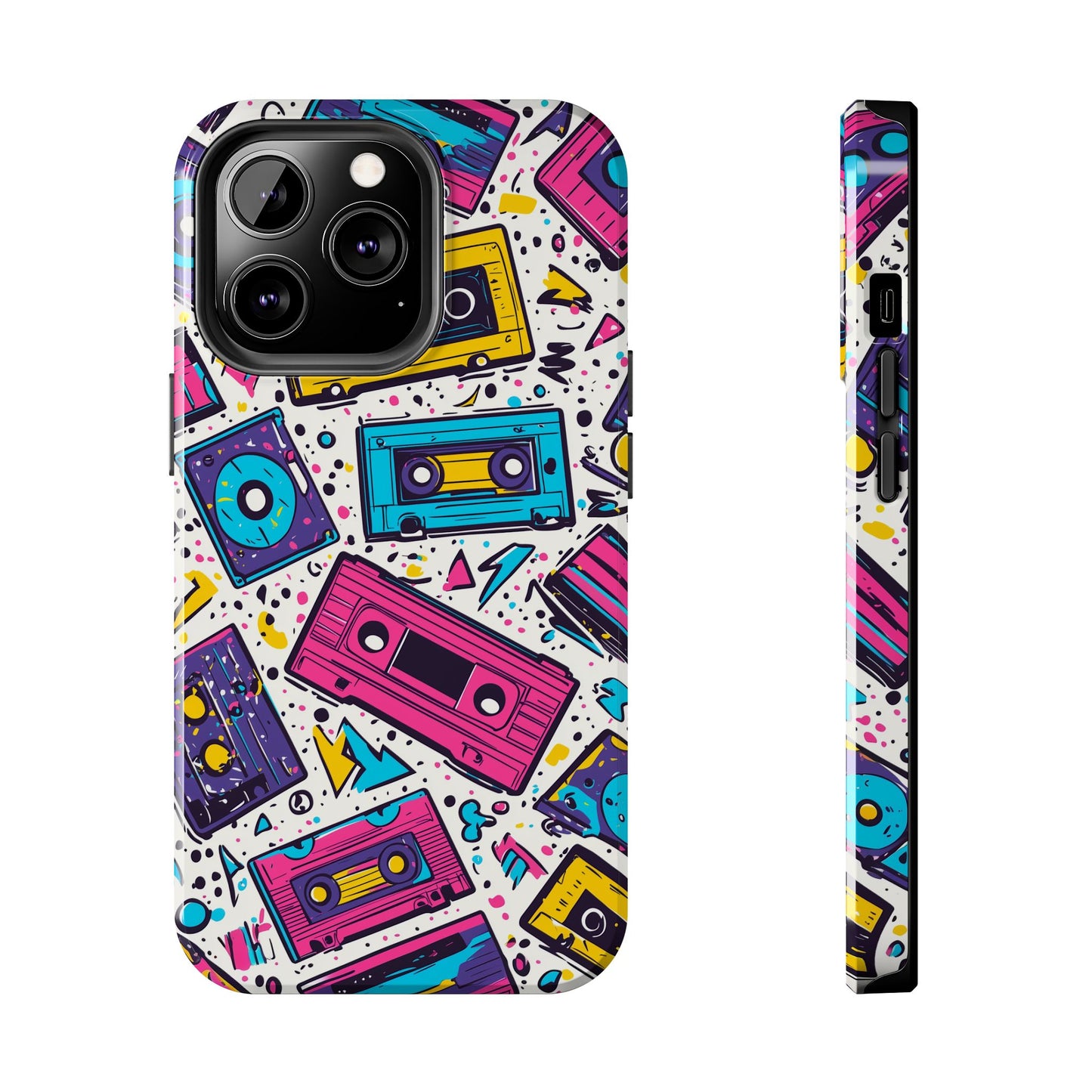 Retro Cassette Vibes Tough iPhone Case – Bold 80s Tape Design, Shockproof Protection - BOGO Cases
