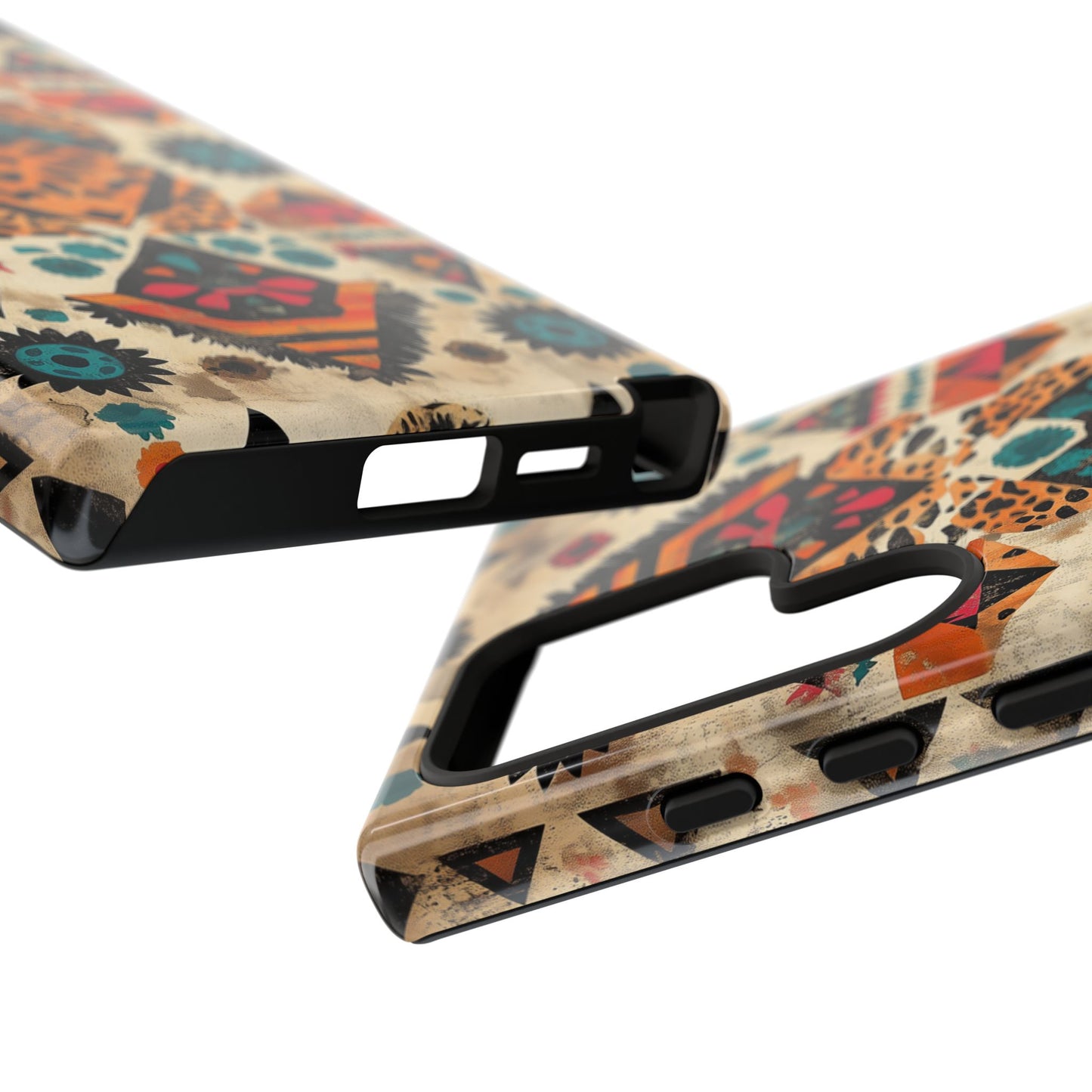Bohemian Leopard & Tribal Floral Tough Samsung Galaxy Case – Vibrant Eclectic Design, Dual-Layer Protection