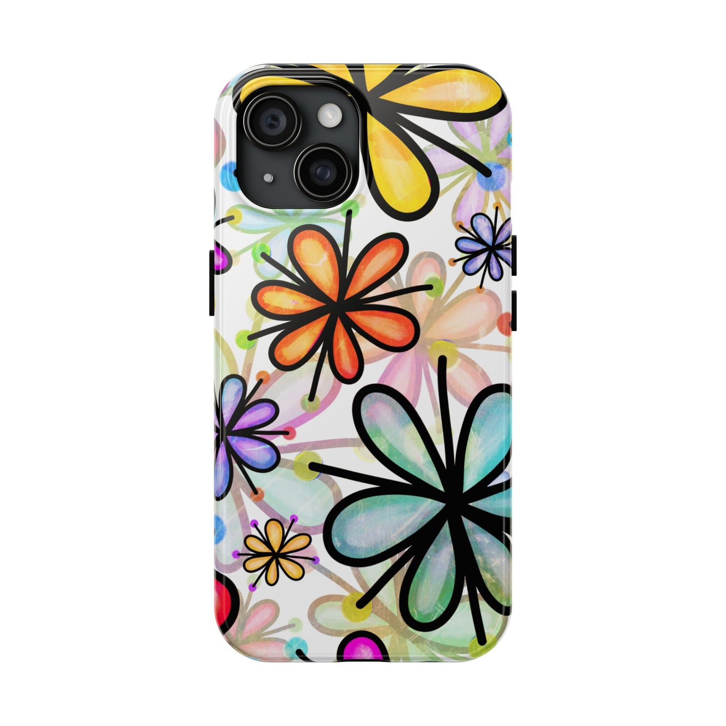 Retro Floral Pop iPhone Case – Ultra-Slim Design, High-Gloss Finish