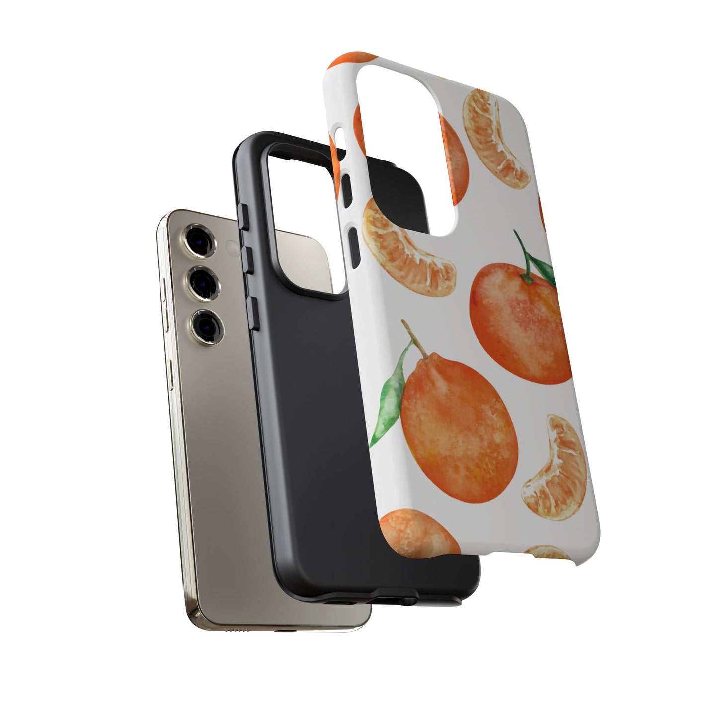Tangerine Dreams Tough Samsung Galaxy Case – Watercolor Orange Design, Shockproof Dual Protection