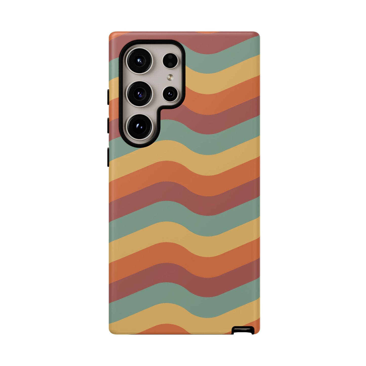 Retro Vibe Wavy Stripes Samsung Galaxy Case – 70s-Inspired in Teal, Orange, and Rust