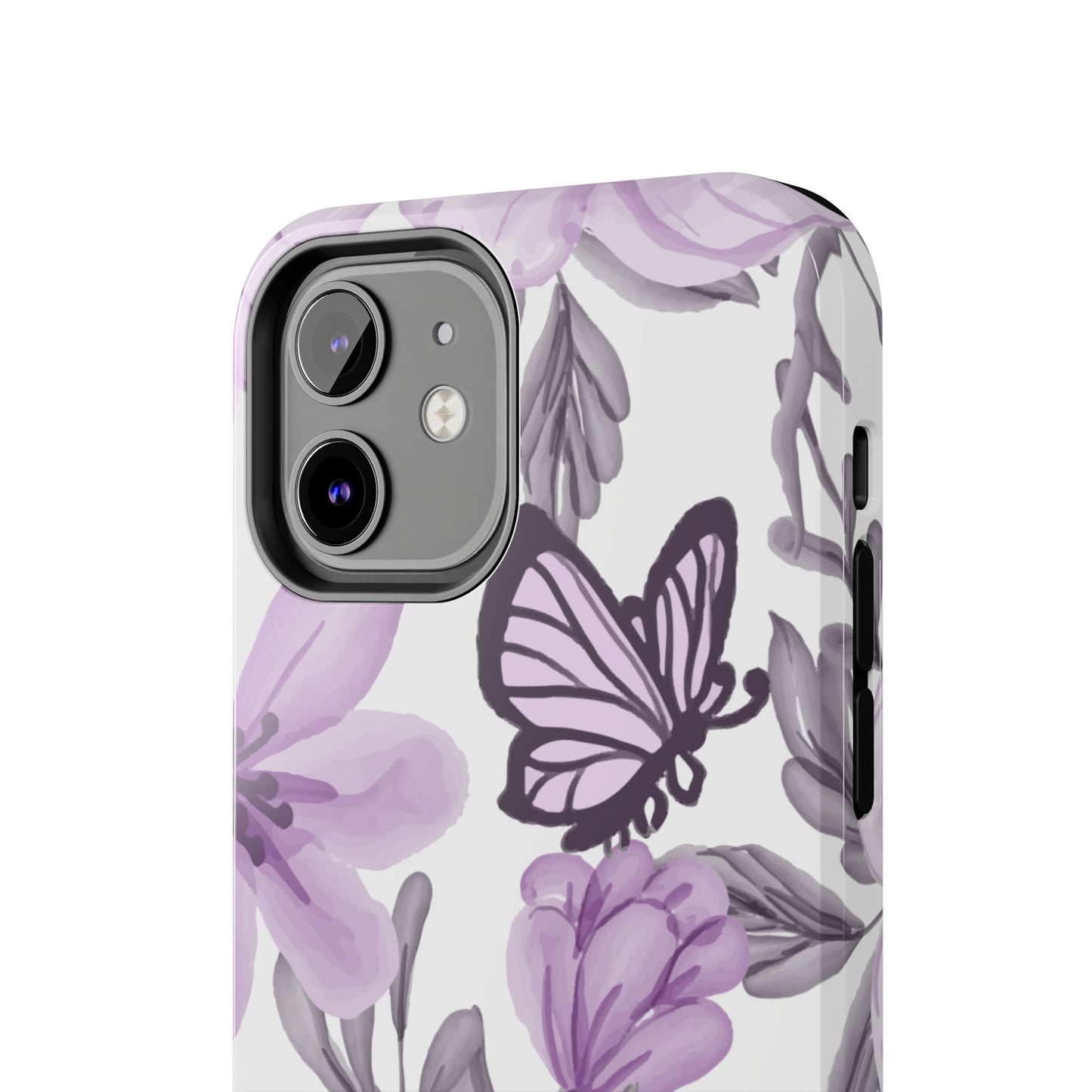 Lavender Bloom Butterfly iPhone Case – Delicate Floral Design with Watercolor Details