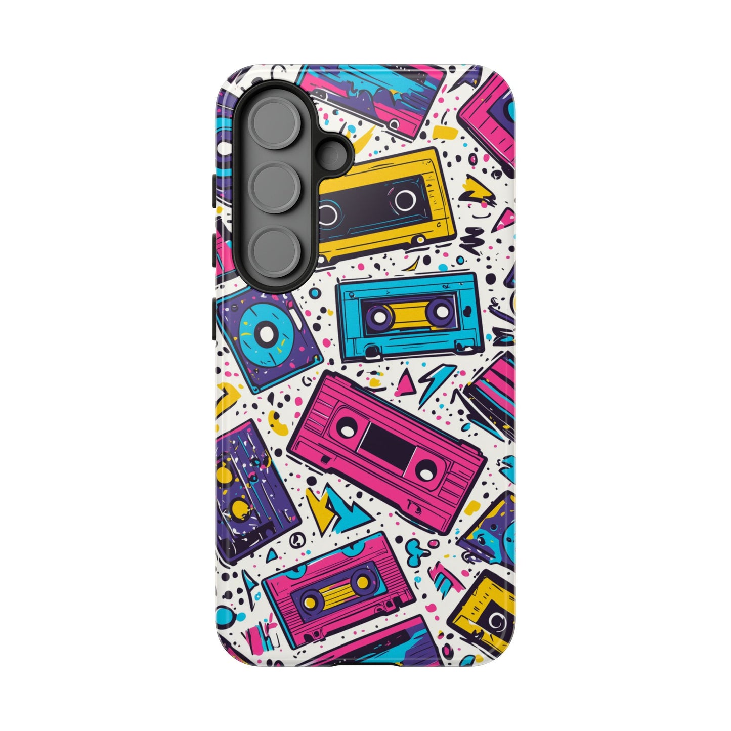 Retro Cassette Vibes Tough Samsung Galaxy  Case – Bold 80s Tape Design, Shockproof Protection