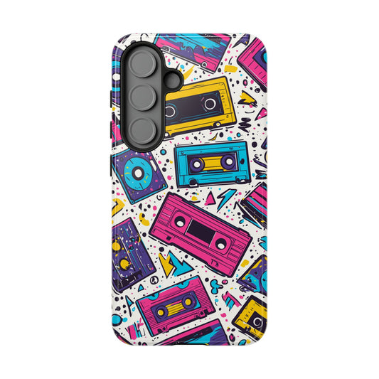 Retro Cassette Vibes Tough Samsung Galaxy  Case – Bold 80s Tape Design, Shockproof Protection