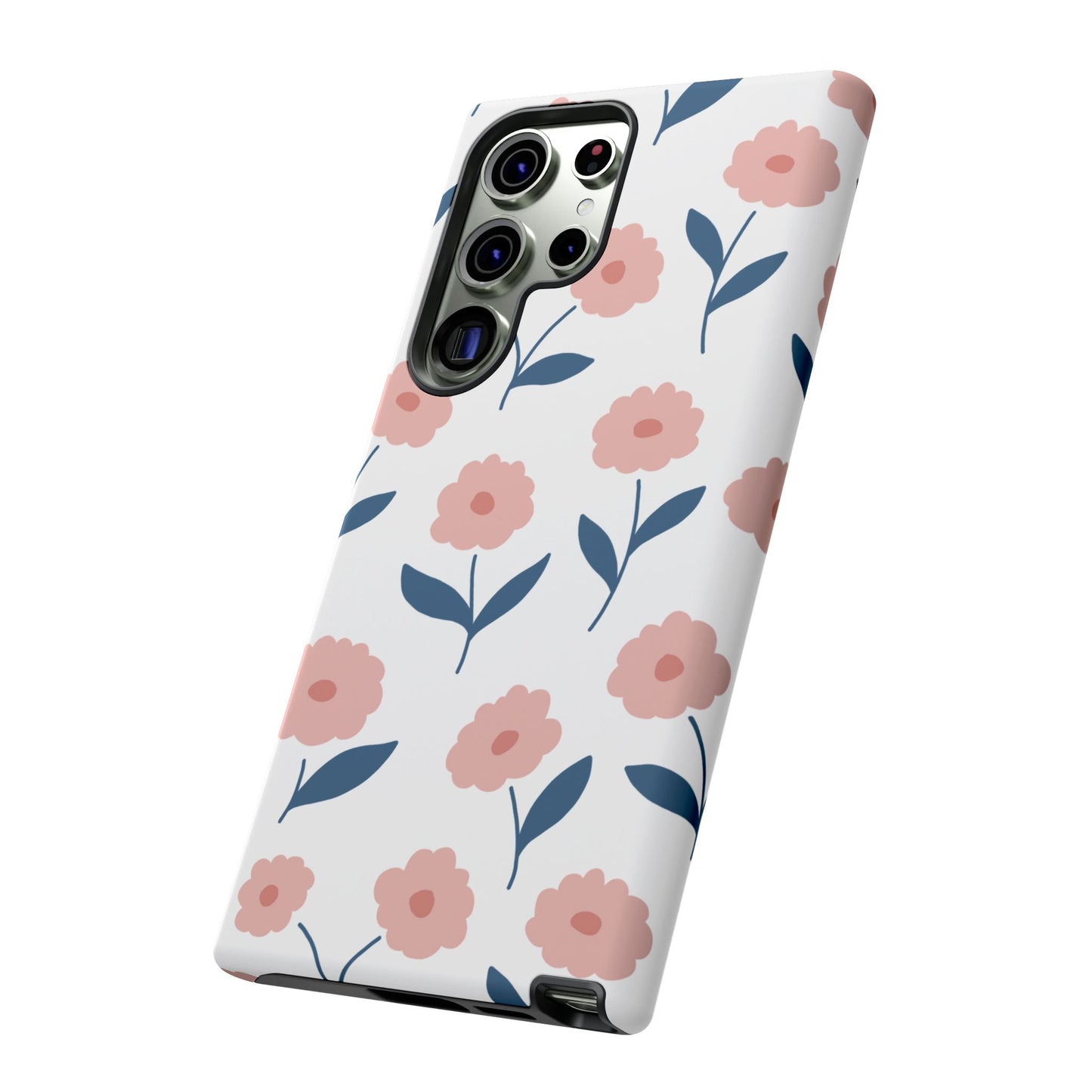 Playful Pink Floral Tough Samsung Galaxy Case – Soft Pastel Design, Slim & Shockproof