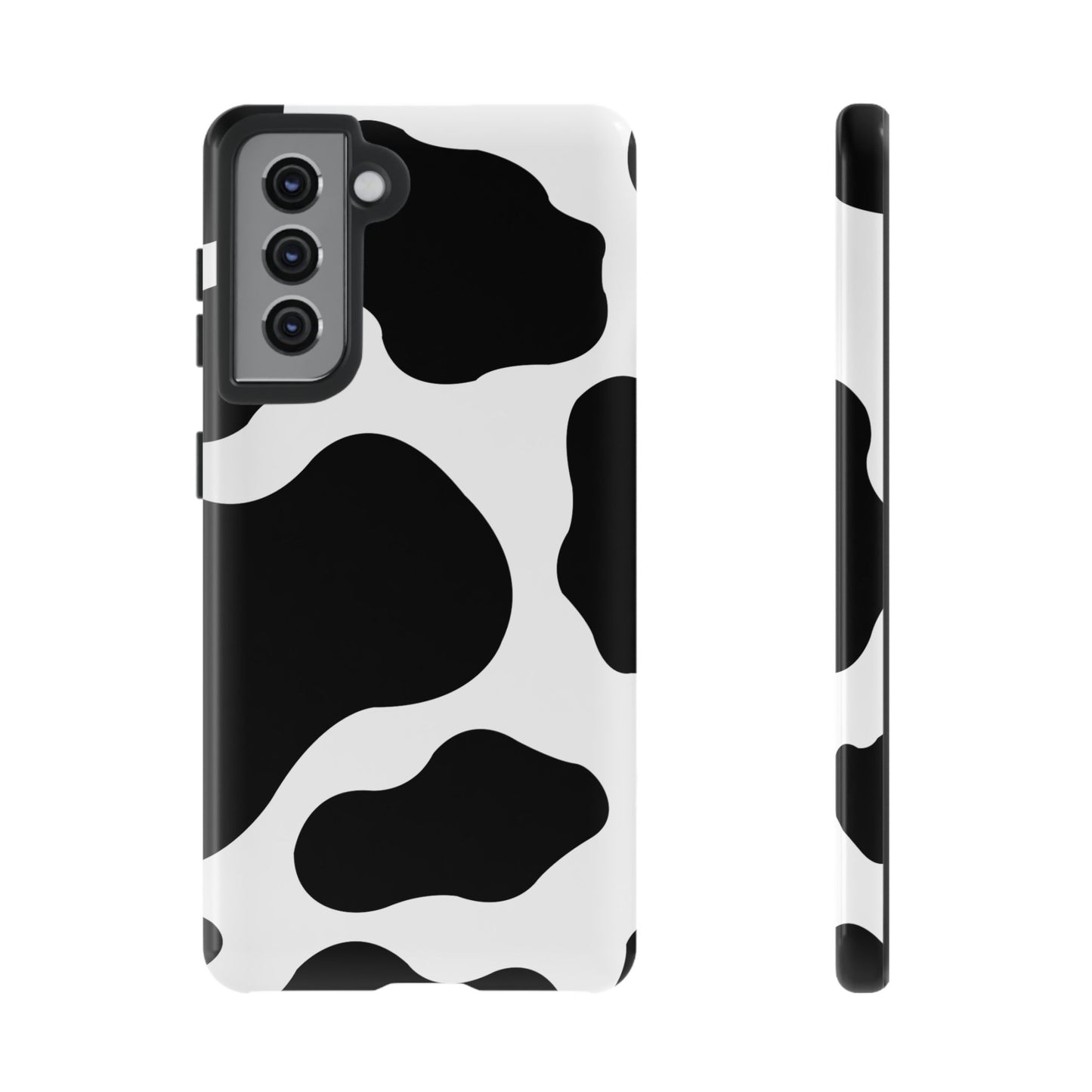 Chic Cow Print Tough Samsung Galaxy Case – Trendy Monochrome Animal Pattern with Dual-Layer Protection