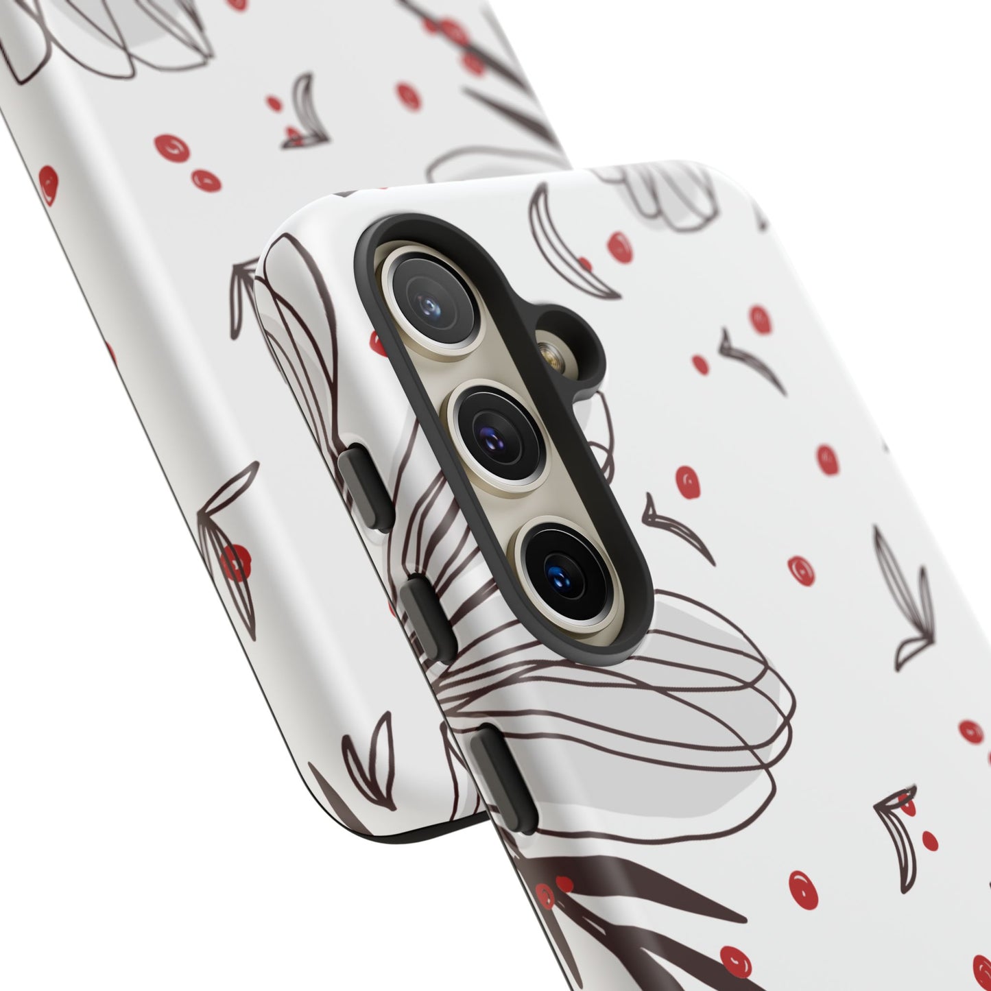 Minimalist Line Art Floral Tough Samsung Galaxy  Case – Bold Red and Black Design, Shockproof Protection