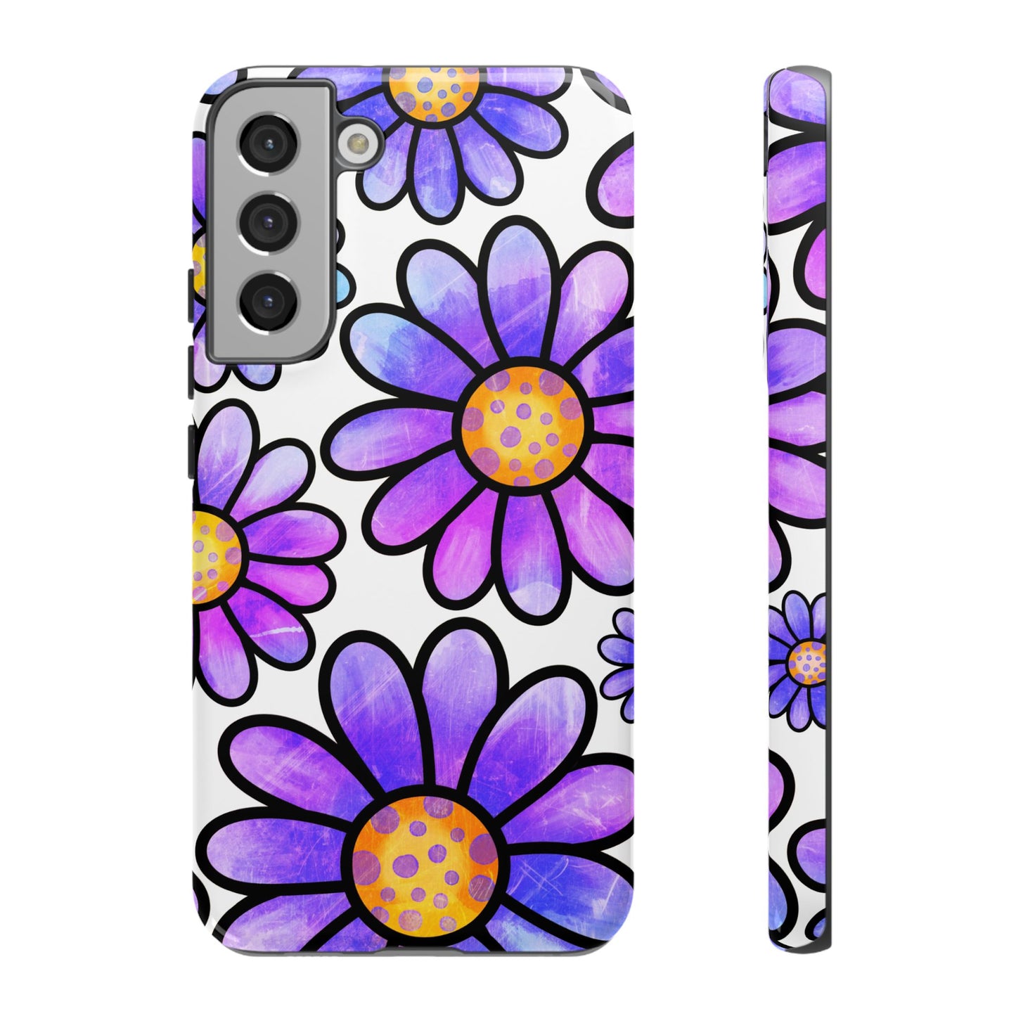 Purple Daisy Delight Samsung Galaxy Case – Slim Profile, Glossy Finish
