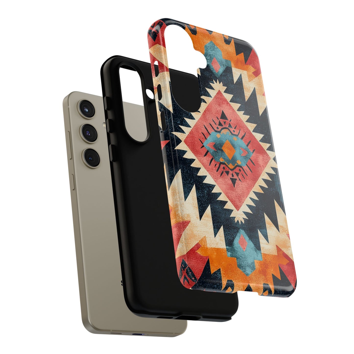 Bold Aztec Pattern Tough Samsung Galaxy Case – Vibrant Geometric Design, Dual-Layer Protection