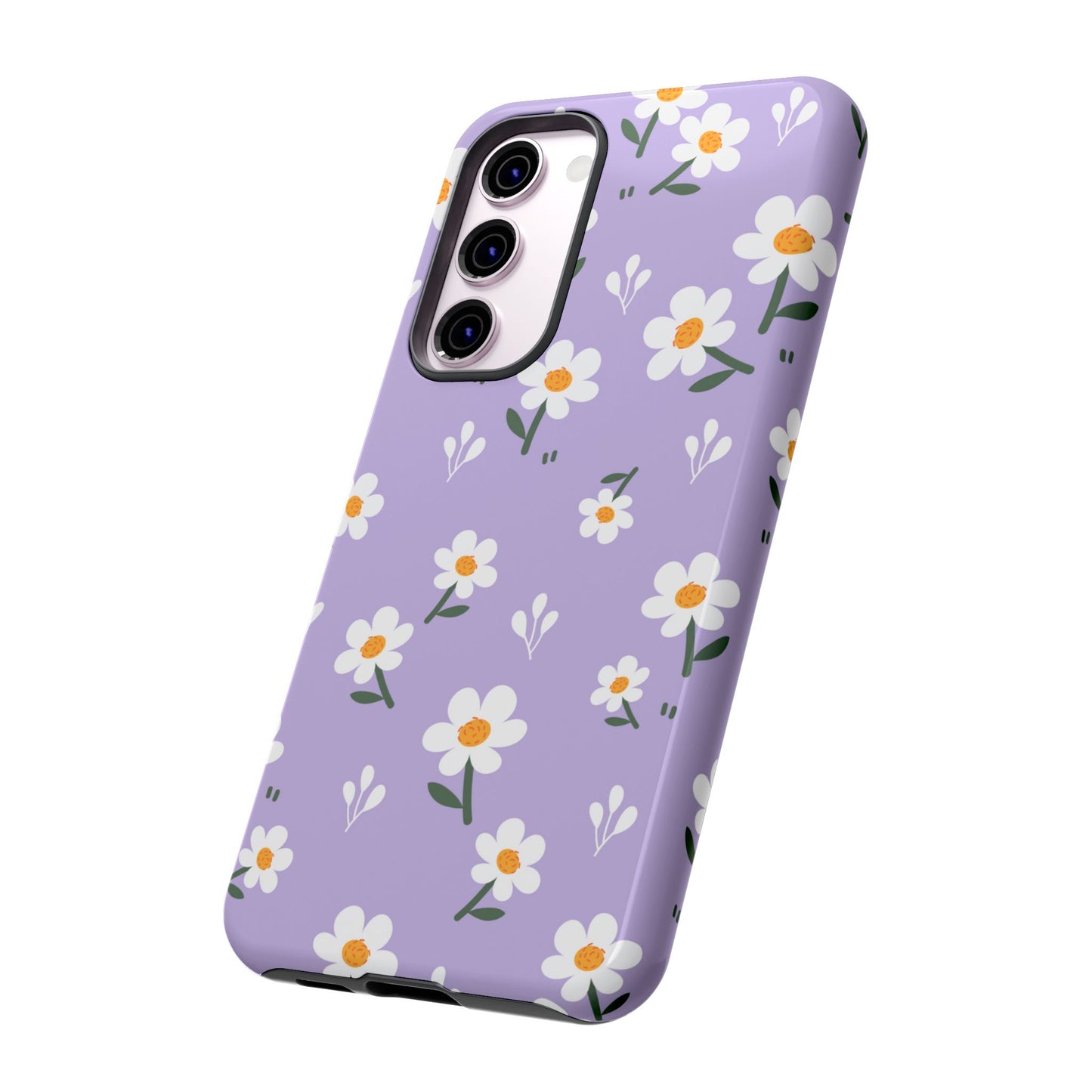 Purple Daisy Garden Samsung Galaxy Case – Soft Lavender Background, Shockproof Protection with Slim Fit
