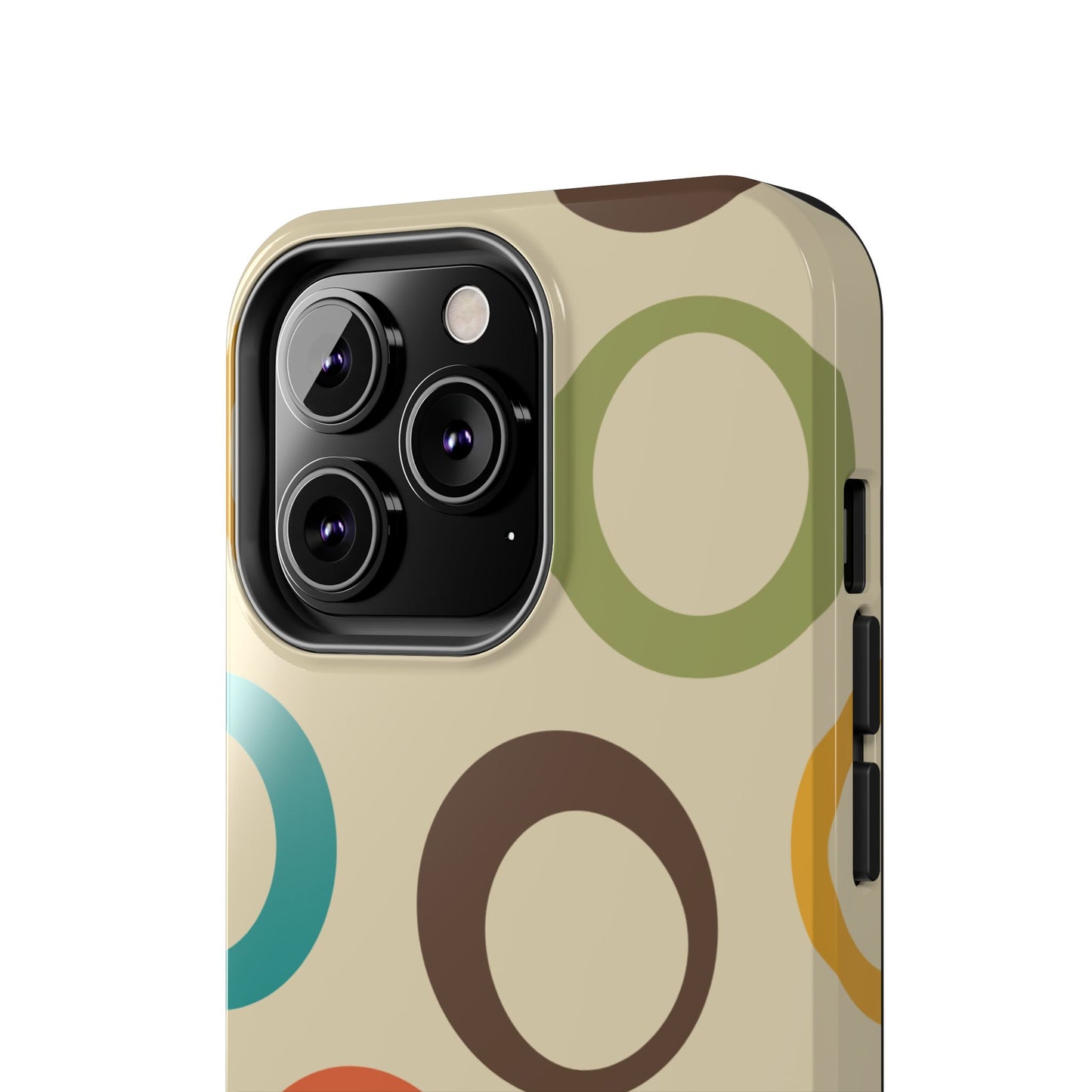 Retro Colorful Rings iPhone Case – Shockproof, Matte Finish, Dual-Layer Protection