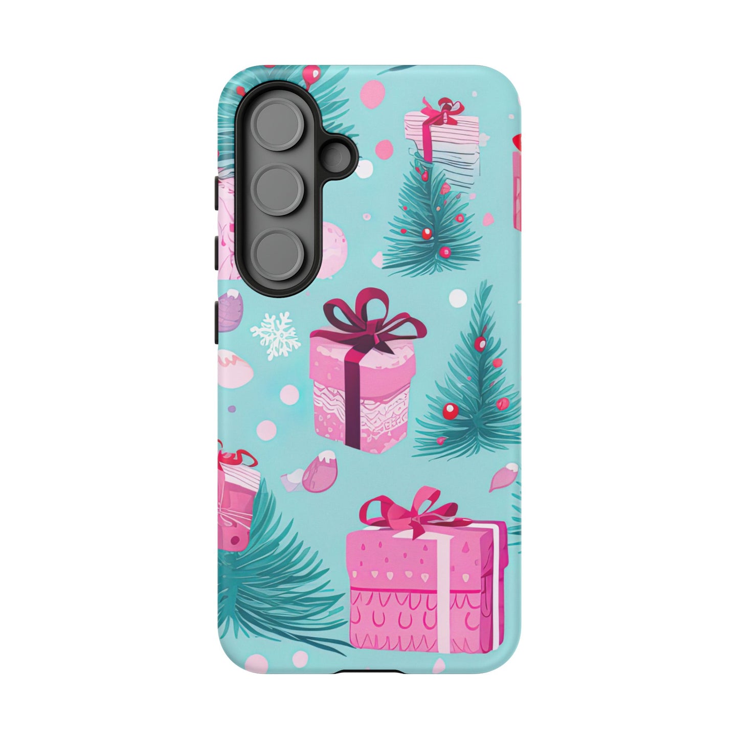 Festive Pink Christmas Gifts and Evergreen Samsung Galaxy Case – Holiday Theme, Protective Cover