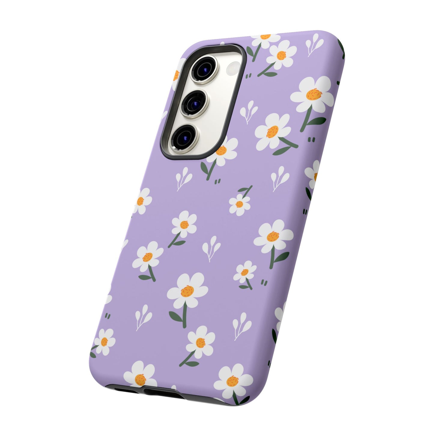 Purple Daisy Garden Samsung Galaxy Case – Soft Lavender Background, Shockproof Protection with Slim Fit
