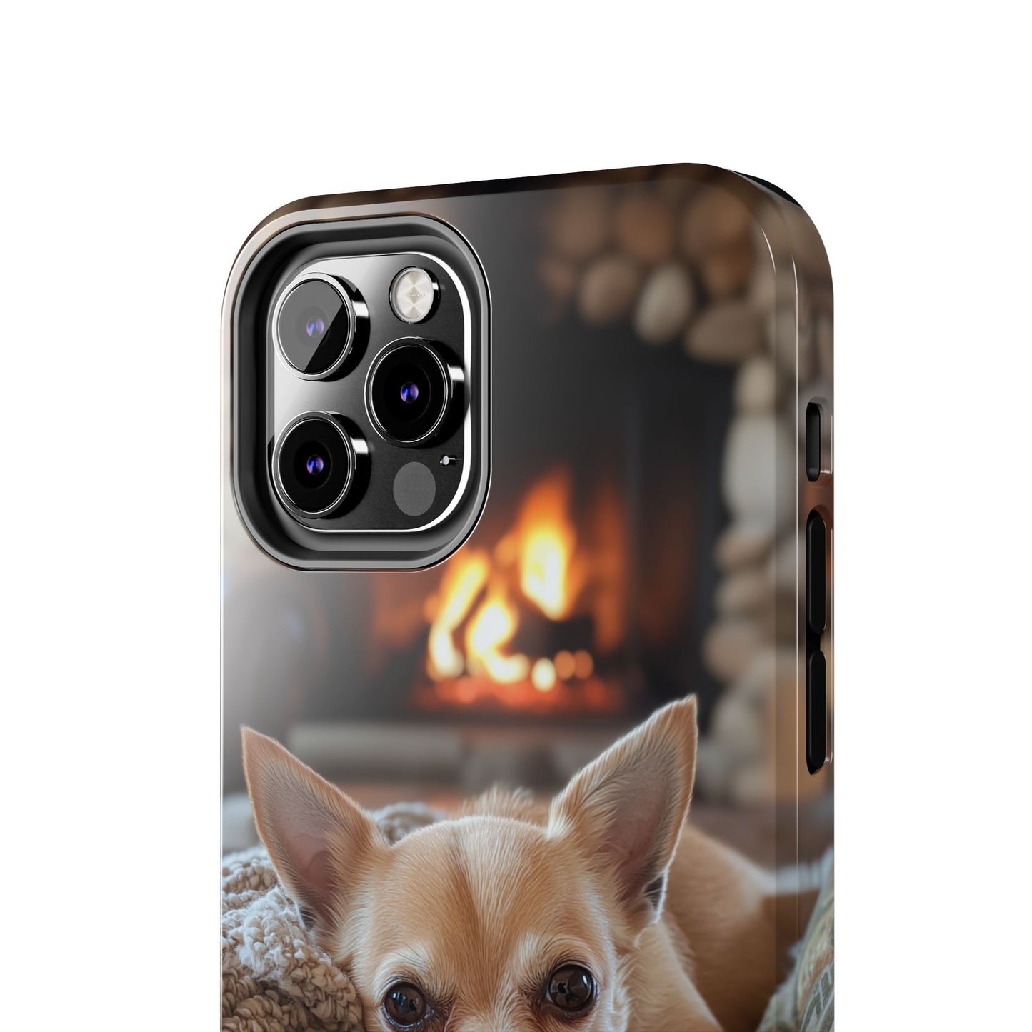 Relaxing Chihuahua by Fireplace iPhone Case – Warm and Stylish Protection