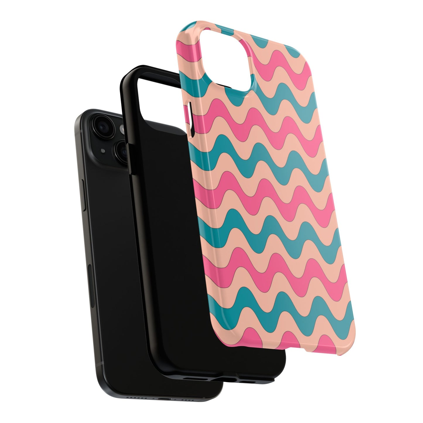Retro Waves Pattern iPhone Case – Shockproof Design with Dual-Layer Protection